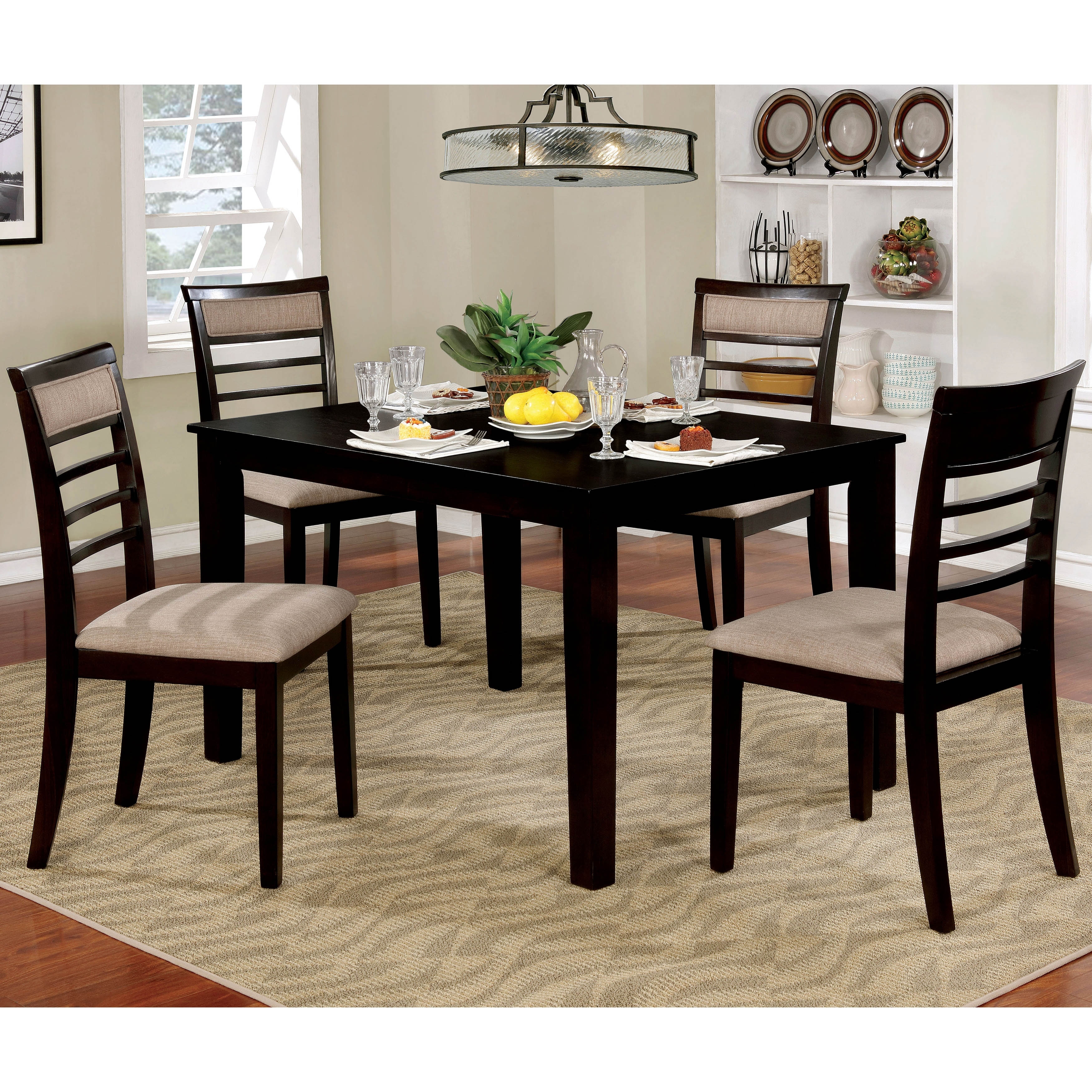 Furniture of America Keso Rustic Solid Wood 5-Piece Dining Set by  Weathered Grey Weathered, Wood Finish