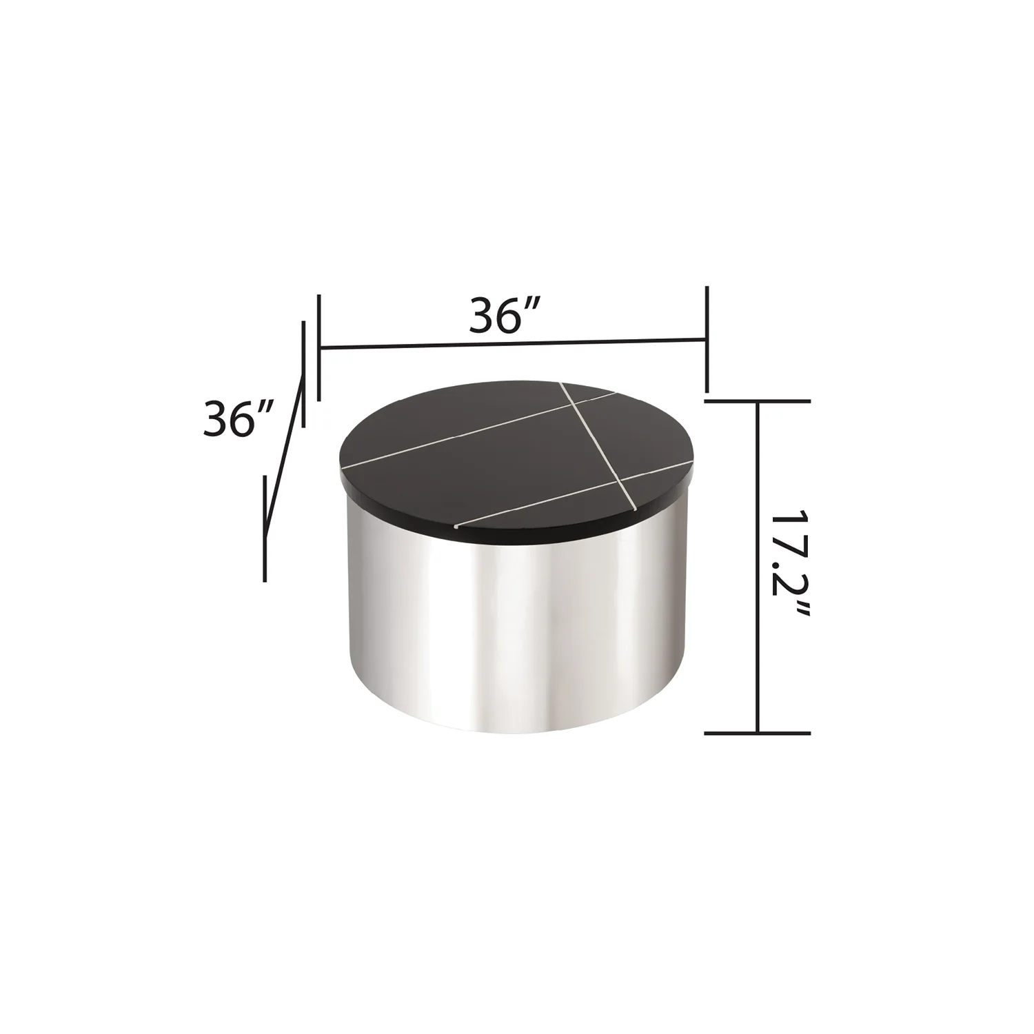 3PC CT805-3 Coffee Table Set made with Stainless Steel & Mango Wood in Silver