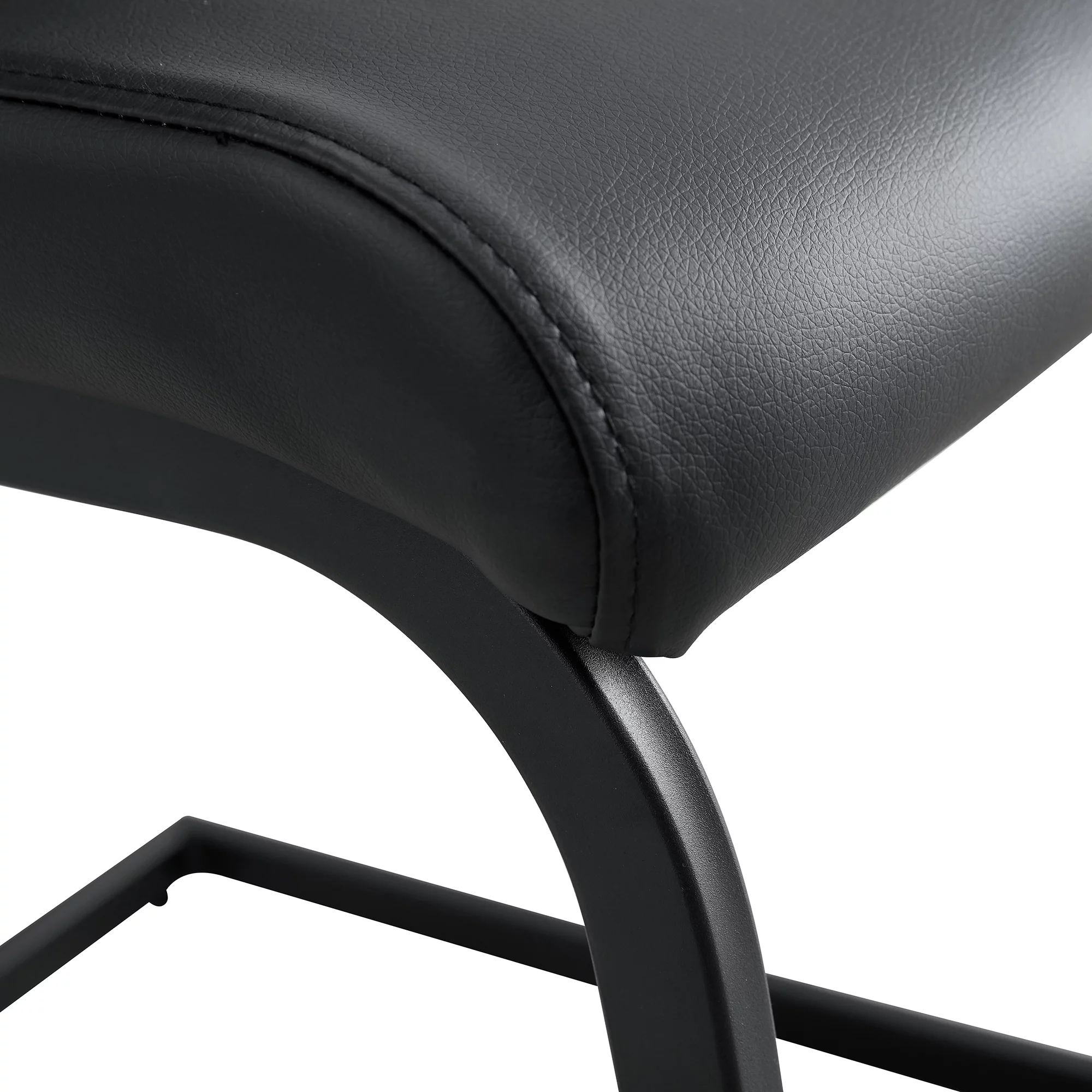 Homiyad Dining Chairs Set of 2, Black PU Chair Modern Kitchen Chair with Metal Leg