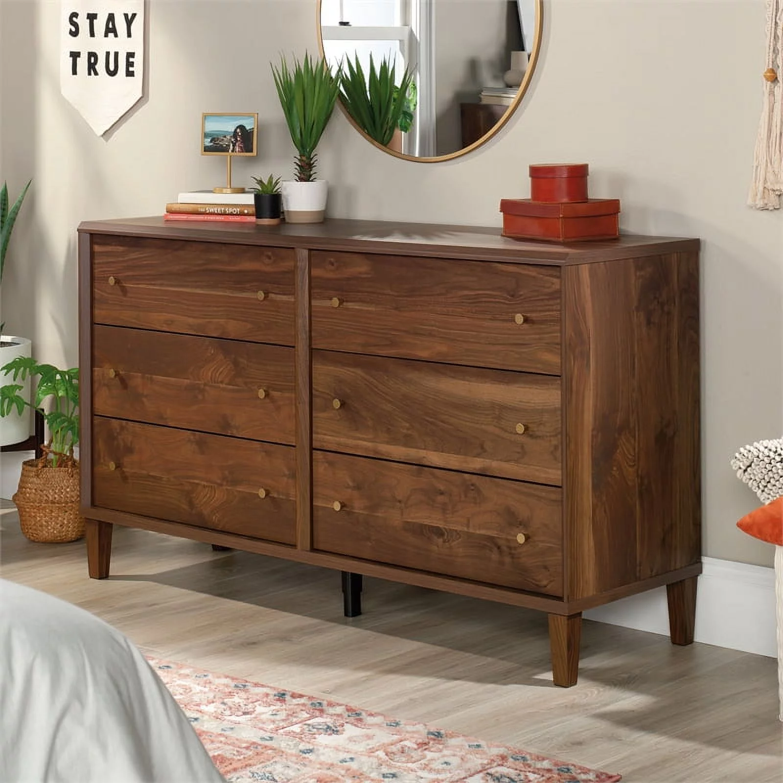 Sauder Willow Place ® 6-Drawer Bedroom Dresser in Grand Walnut