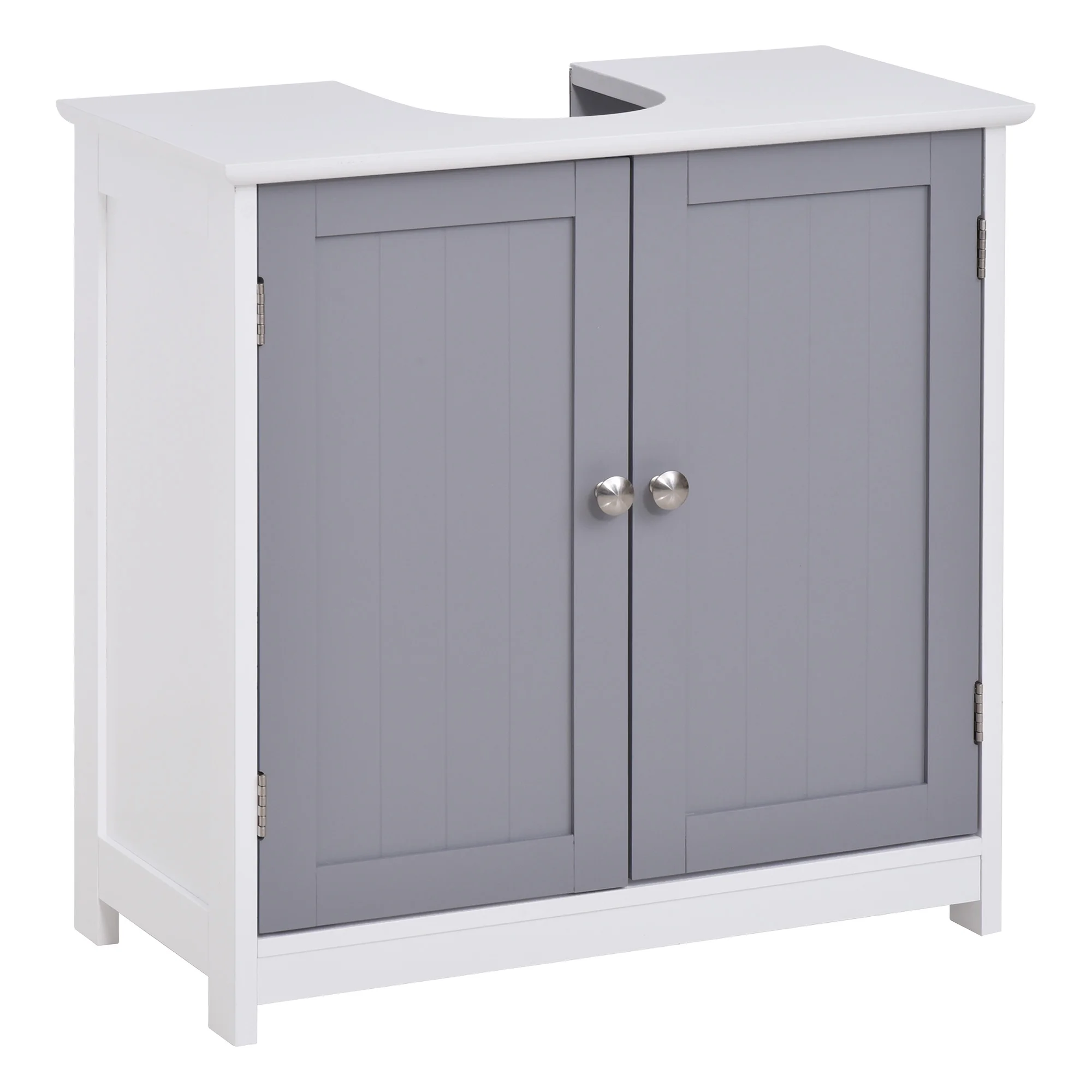 Homiyad Pedestal Sink Storage Cabinet, Vanity Base Cabinet, Under Sink Bathroom Cabinet with U-Shape Cut-Out and Adjustable Internal Shelf, White and Gray