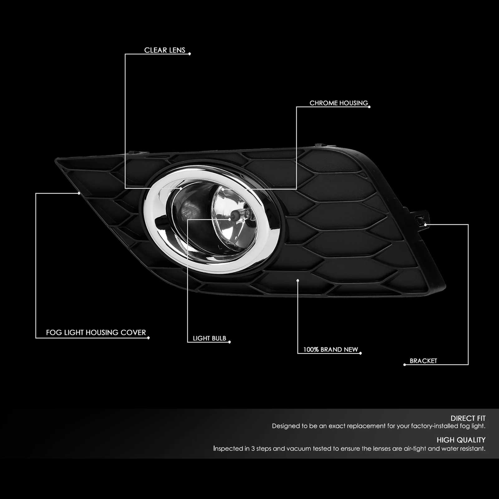 DNA Motoring FL-ZTL-324-CH For 2016 to 2019 Nissan Sentra Pair Factory Style Clear Lens Driving Fog Lights w/ Bezel Switch Wiring Kit 17 18