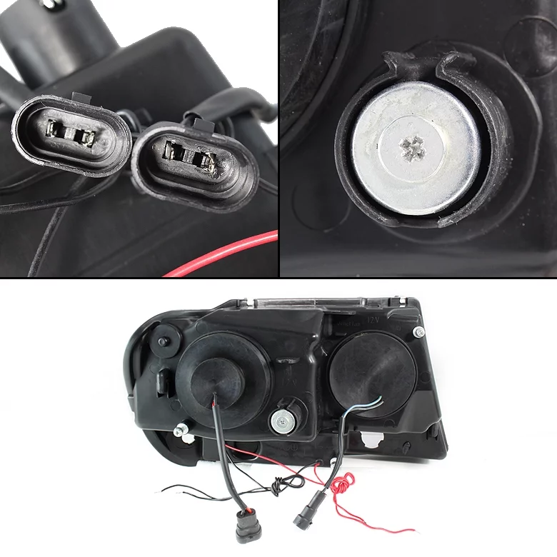 AKKON - For Grand Cherokee [Dual Halo LED] Black Projector Headlights + Smoked Halo Projector Fog Light Lamp