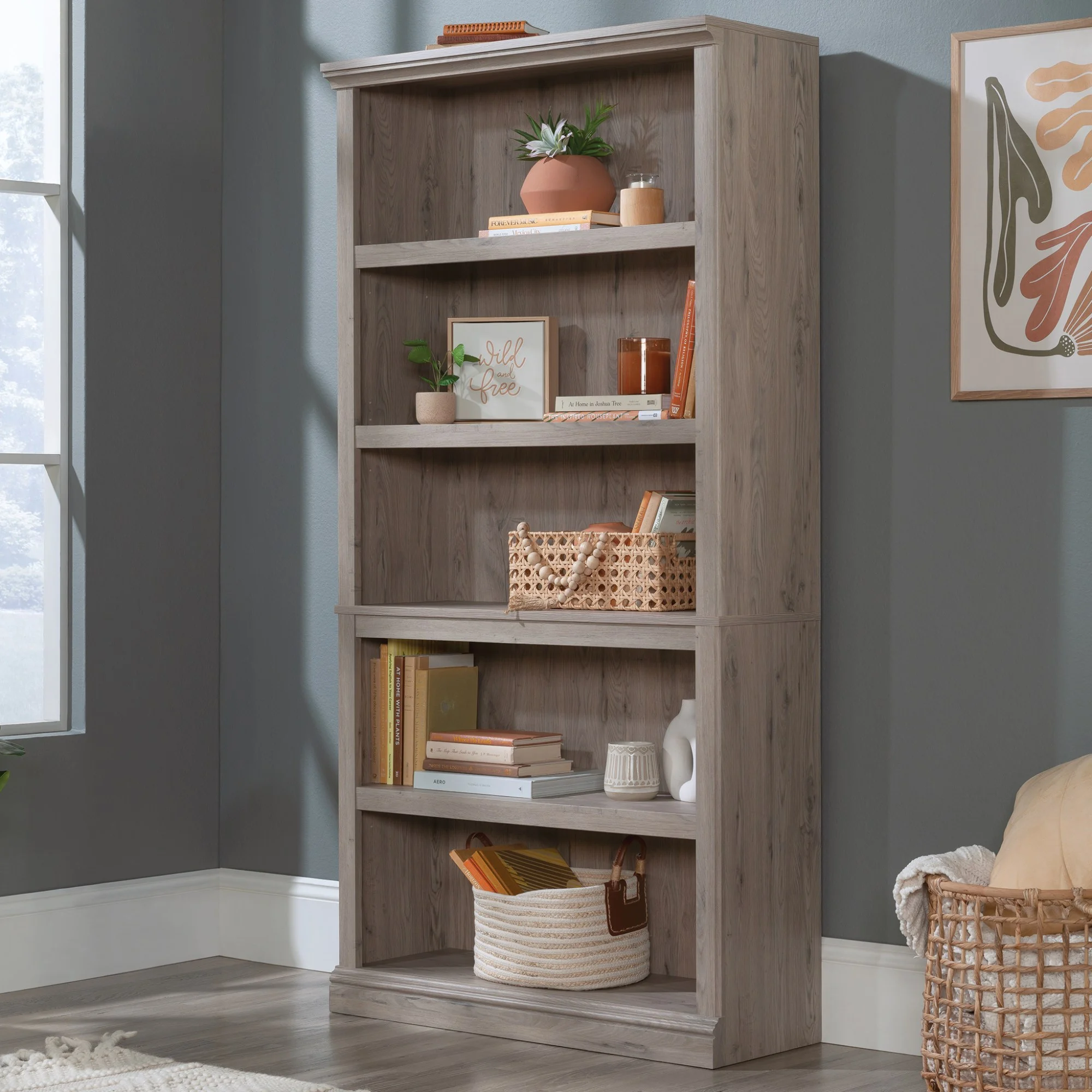 Sauder Select 5-Shelf Display Bookcase in Laurel Oak