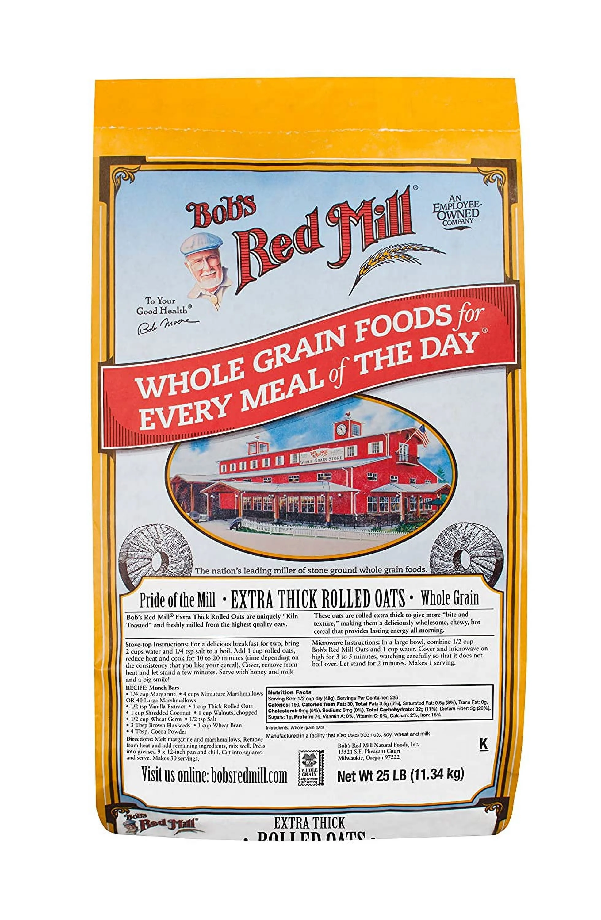 Bob’s Red Mill Extra Thick Rolled Oats 25 Pounds (Pack of 1)