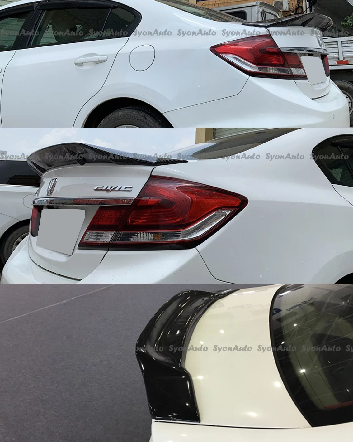 FITS 2012-2015 HONDA CIVIC SEDAN GLOSSY BLACK RS STYLE HIGHKICK TRUNK SPOILER WING