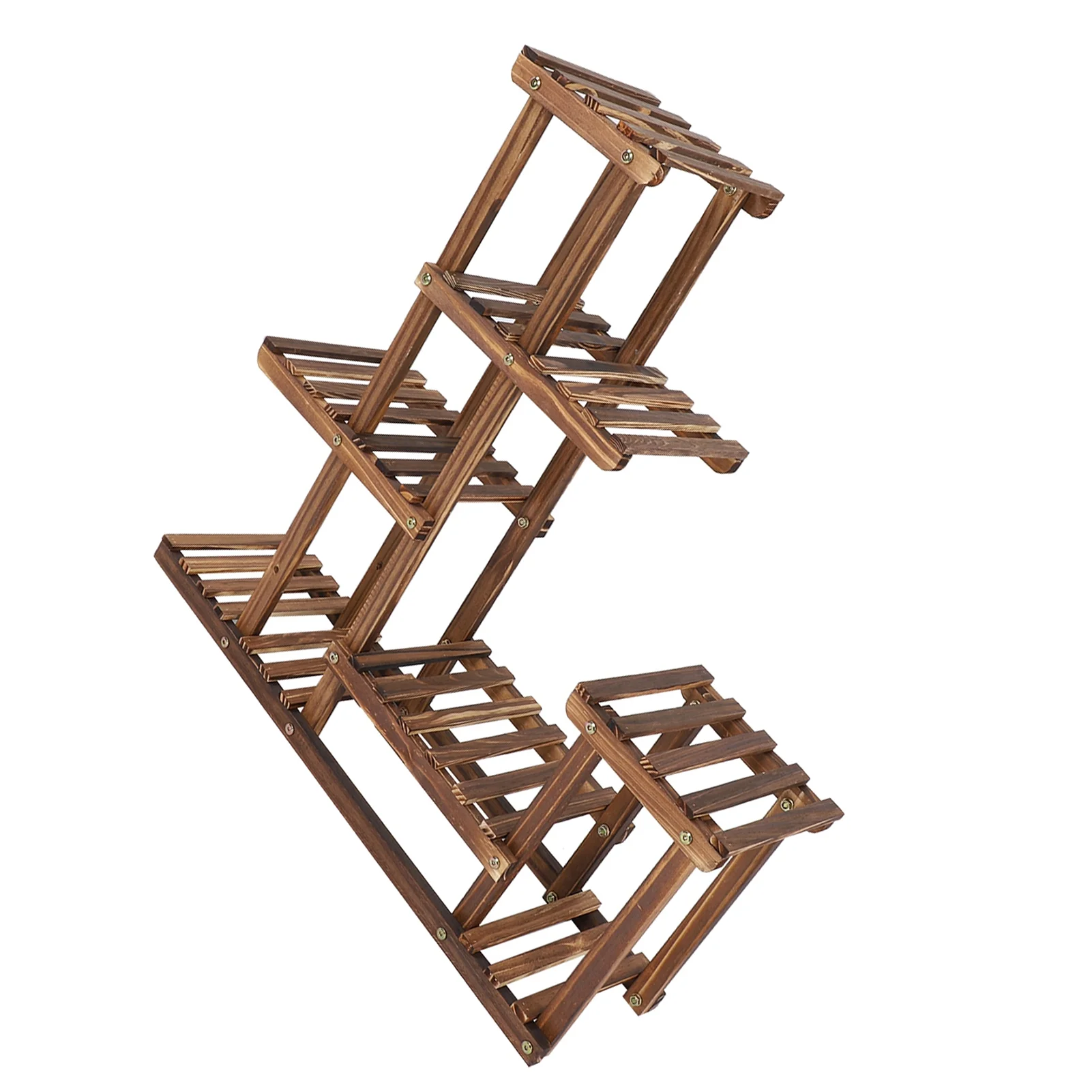Wobythan Multi-tiers Wooden Plant Stand Balcony Garden Flower Plant Stand Display Shelf
