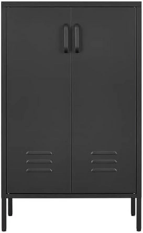 HBBOOMLIFE 2 Door Metal  Cabinet with 2 Adjustable Shelves Accent Metal Locker with Unique Handle for Home Use 42\u2019\u2019H White