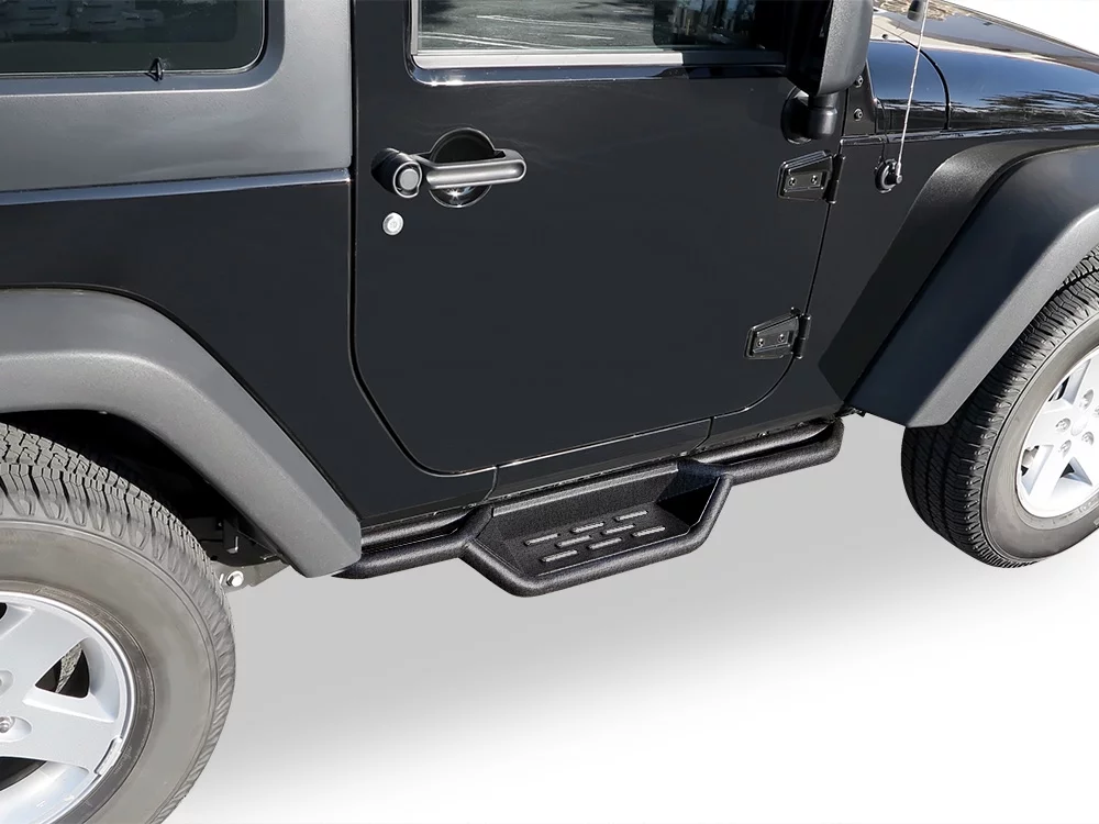 APS Black 6 Inches Tubular Drop Down Style Nerf Bars Running Boards Compatible with Jeep Wrangler JK 2007-2018 2-Door (Factory Sidesteps or Rock Rails Have to Be Removed)