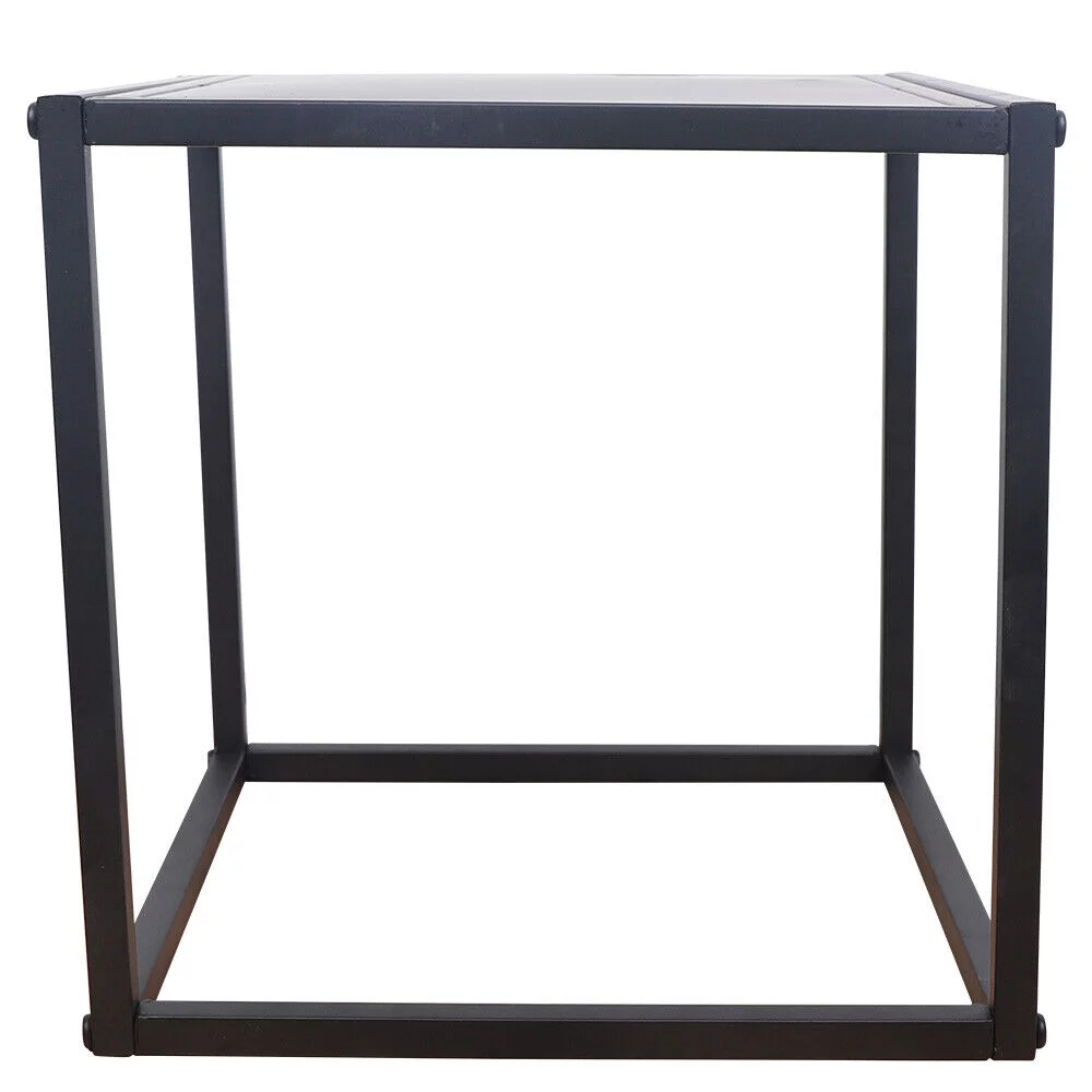 2PC Modern Metal Square Tray Coffee Table End Table Side Table Matte Black Plate