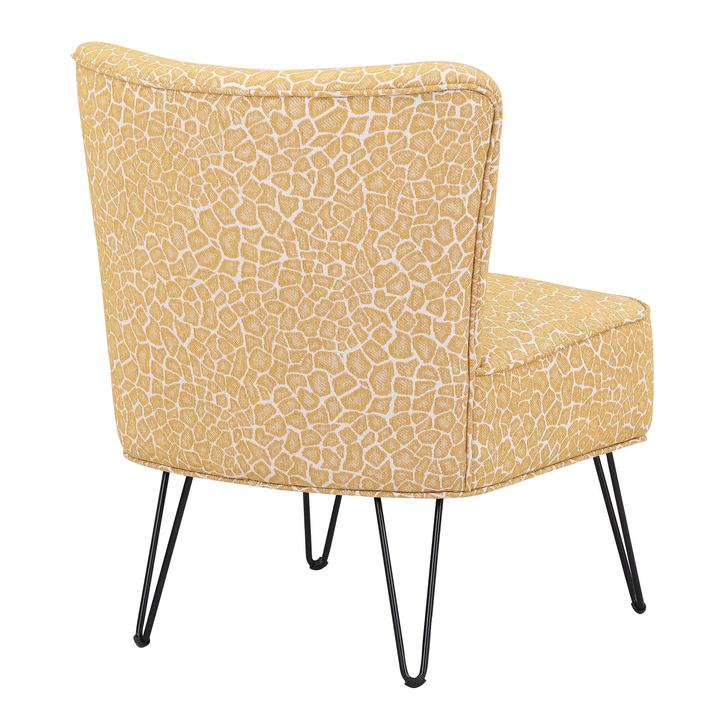 OSP Home Furnishings Alea Accent Chair in Cream Navy Speck Fabric with Black Legs