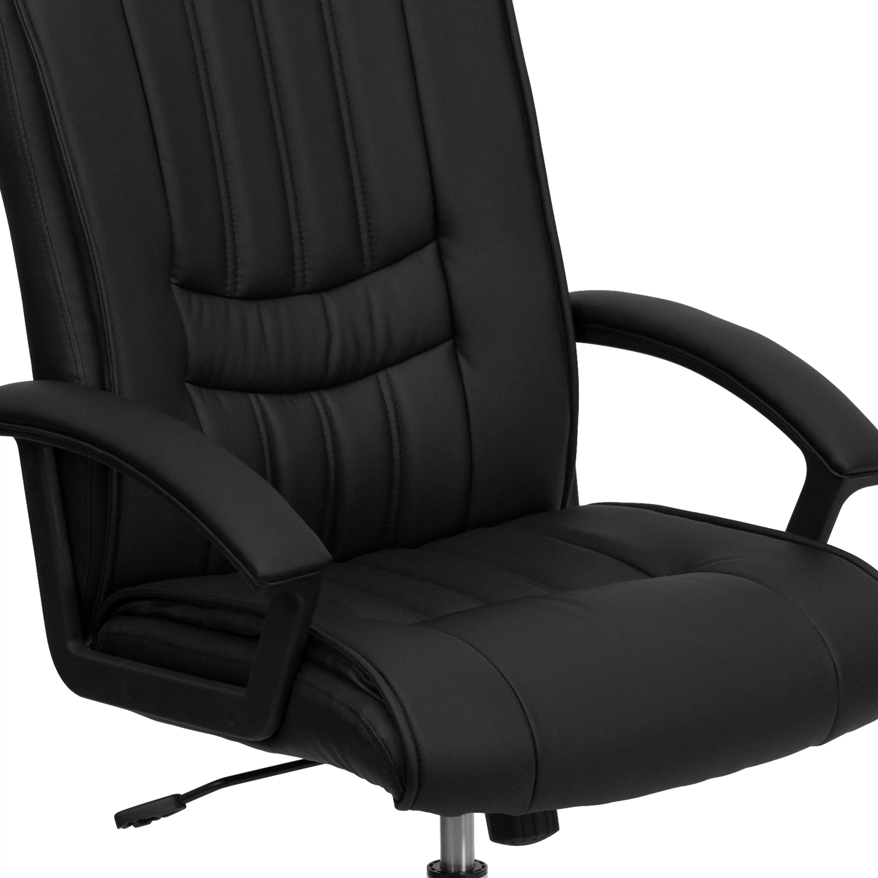 Emma + Oliver Mid-Back Black LeatherSoft Swivel Manager's Office Chair with Arms