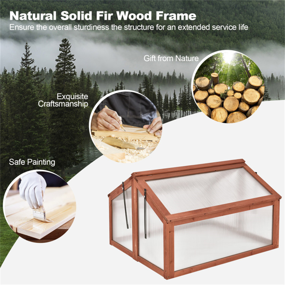 Outsunny Box Garden Wooden Greenhouse 35.5