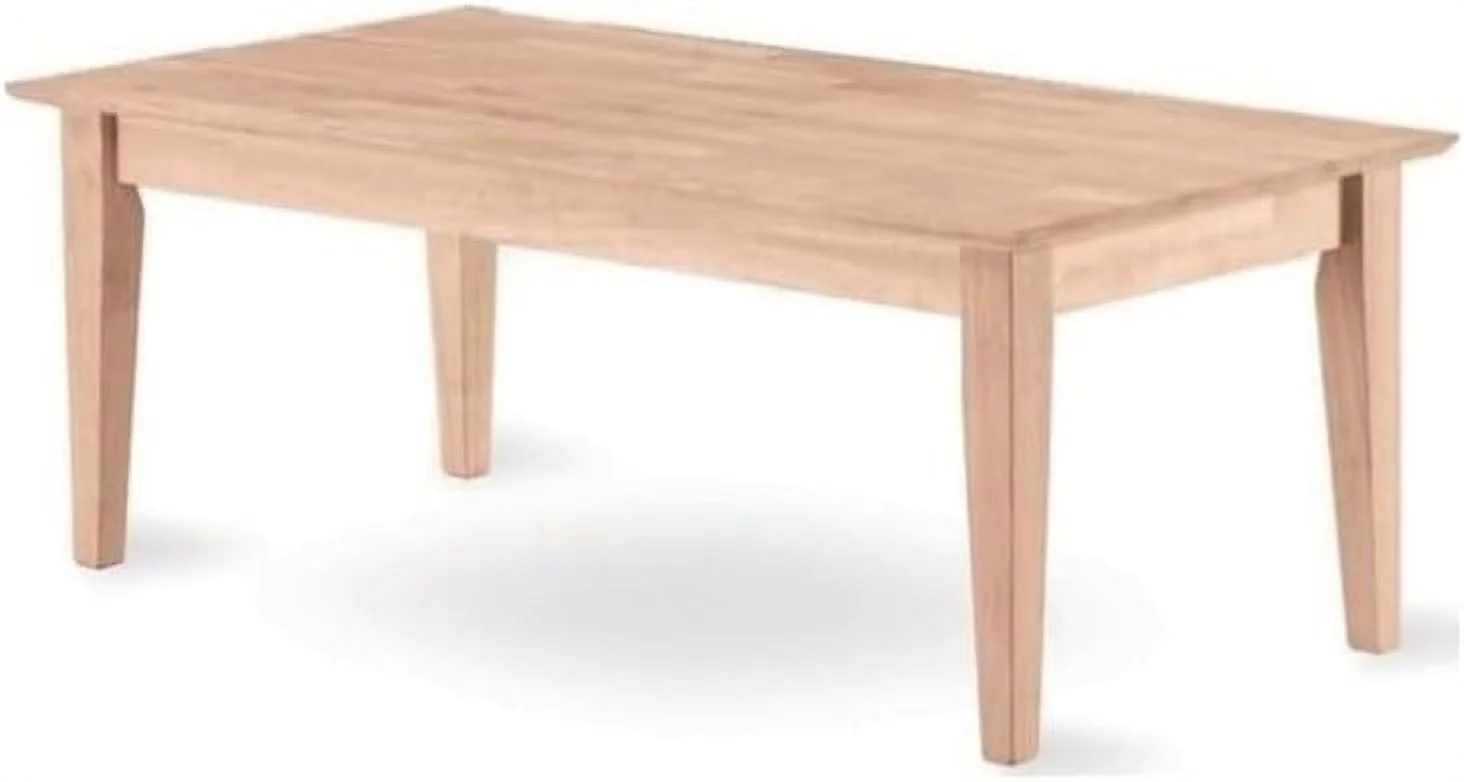 TJUNBOLIFE Unfinished Natural Wood Coffee Table  Modern Rustic Living Room Table