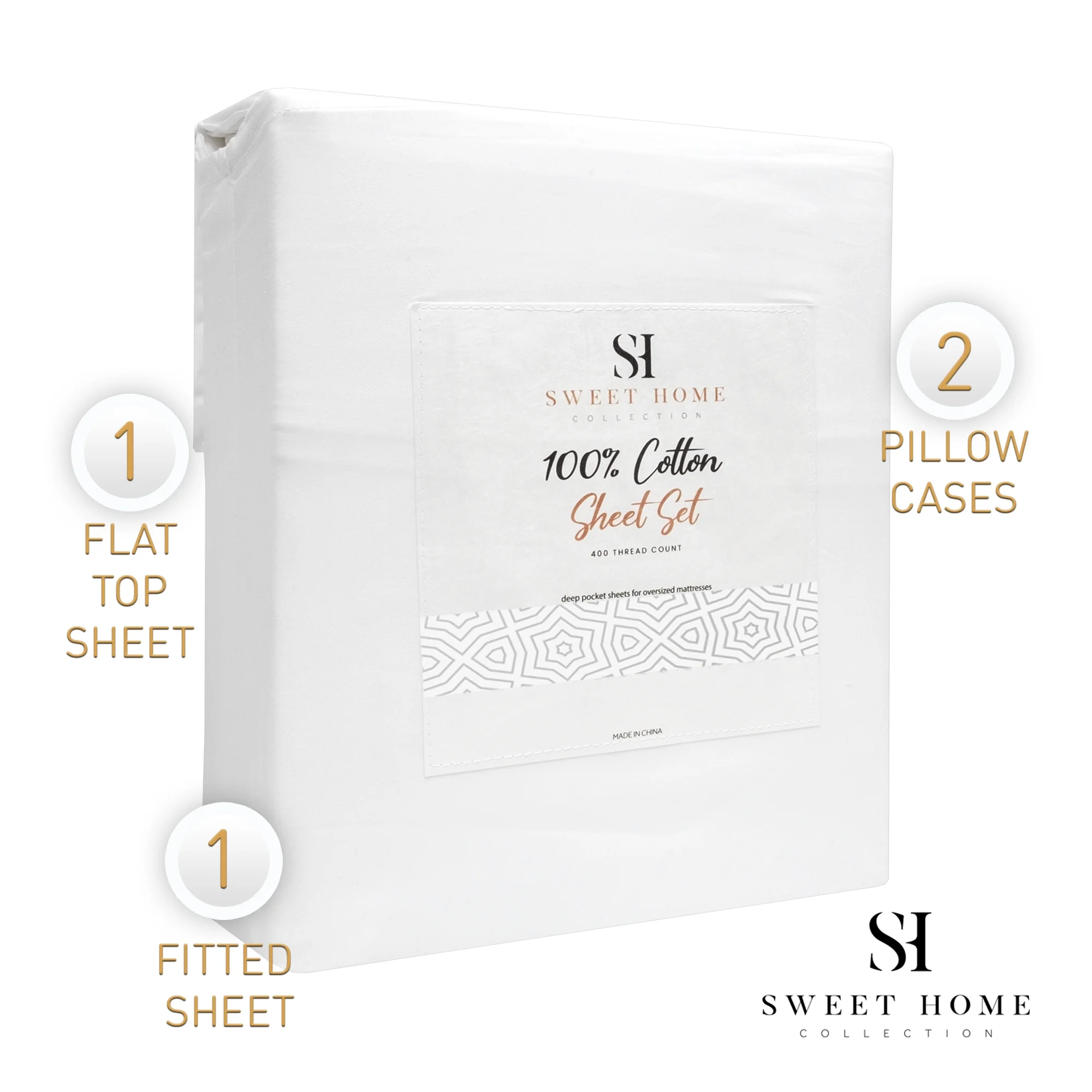 Sweet Home Collection 400 Thread Count 100% Cotton Luxury Bedroom Sheet Set King White