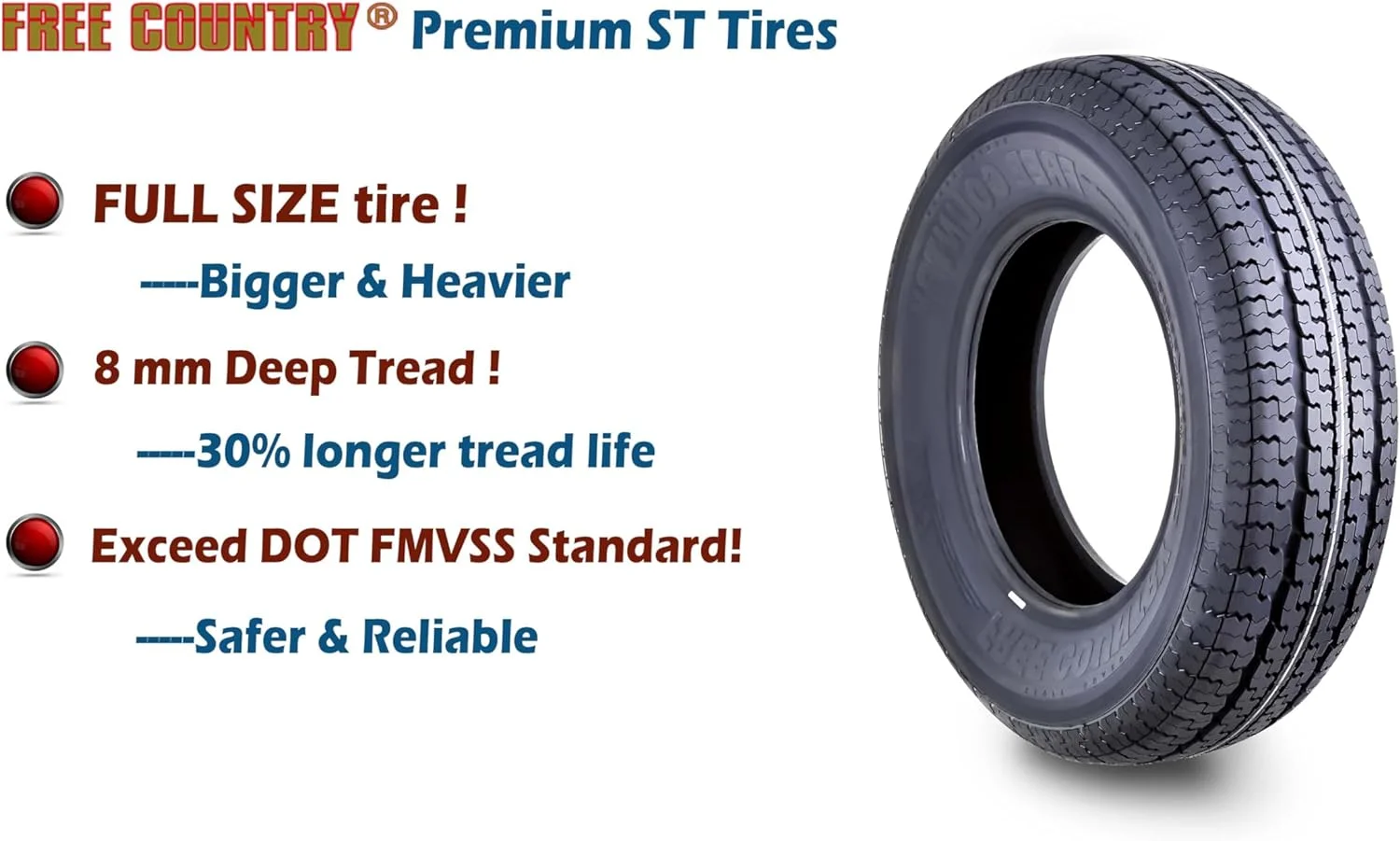One Premium Trailer Tire ST225/75R15 Radial 10PR Load Range E w/Featured Scuff Guard