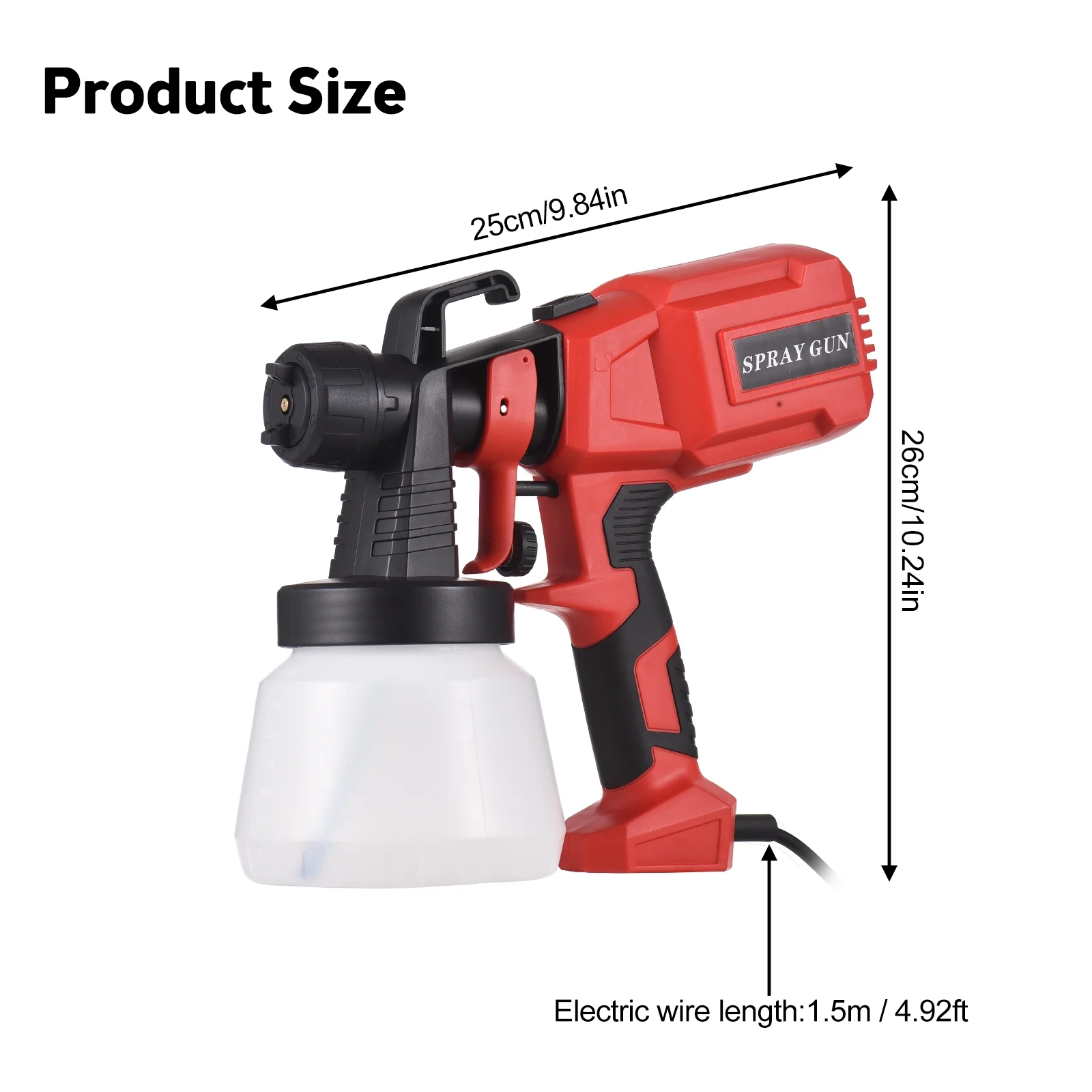 800W High Power Paint Sprayer - 4 Copper Nozzles - 3 Spray Patterns - 800ml Container - Easy to Use - Electric Paint Sprayer for Furniture/Cabinets/Fence/Walls/Door/Garden Chairs - Walmart Compliant