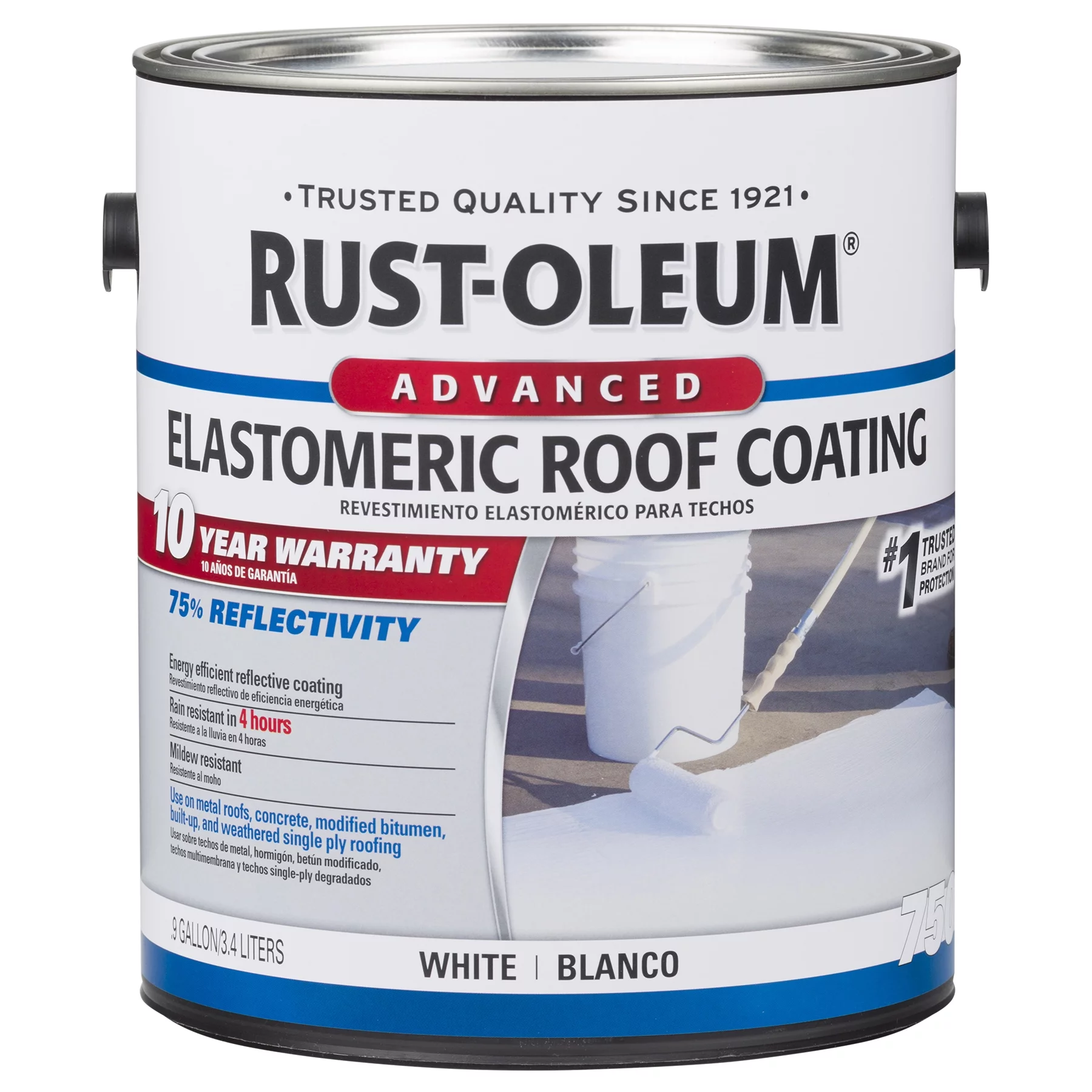 White, Rust-Oleum 750 Elastomeric Roof Coating, 1 Gal
