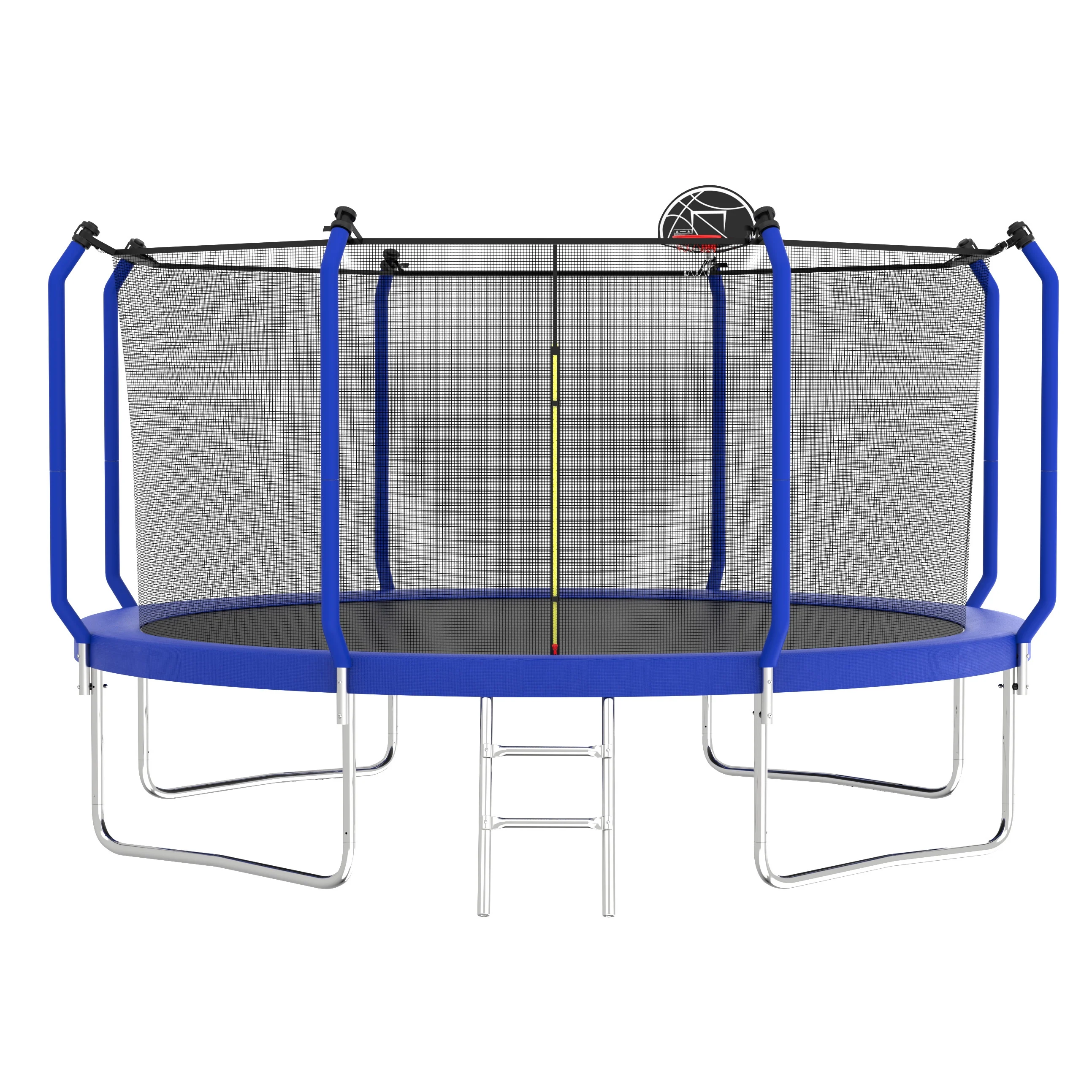Soges 12FT Trampoline with Basketball Hoop, Reinforced Outdoor Trampoline with Enclosure Net, 1300LBS Capacity for 4-6 Kids