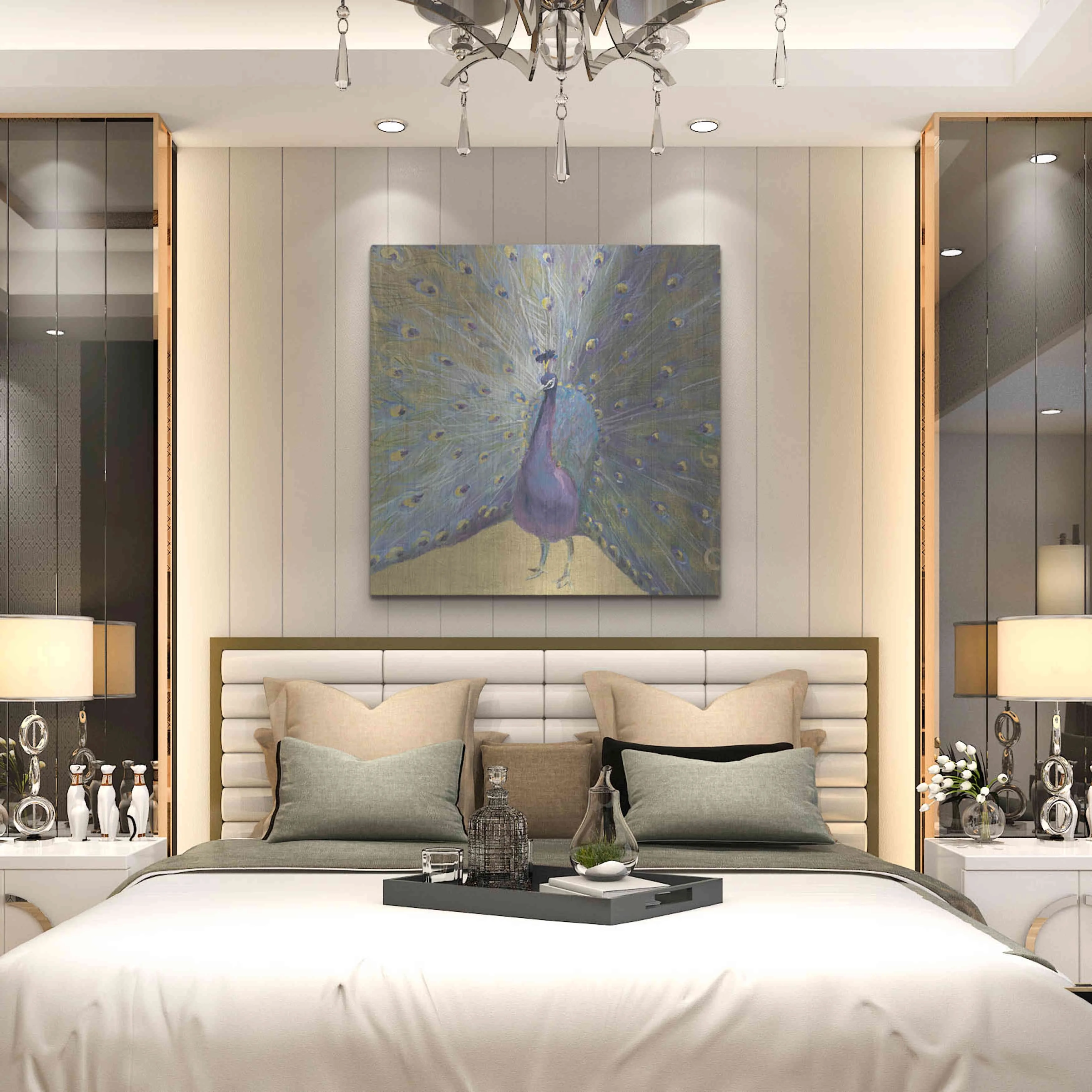 Luxe Metal Art 'Purple And Gold Peacock' by Danhui Nai, Metal Wall Art, 36