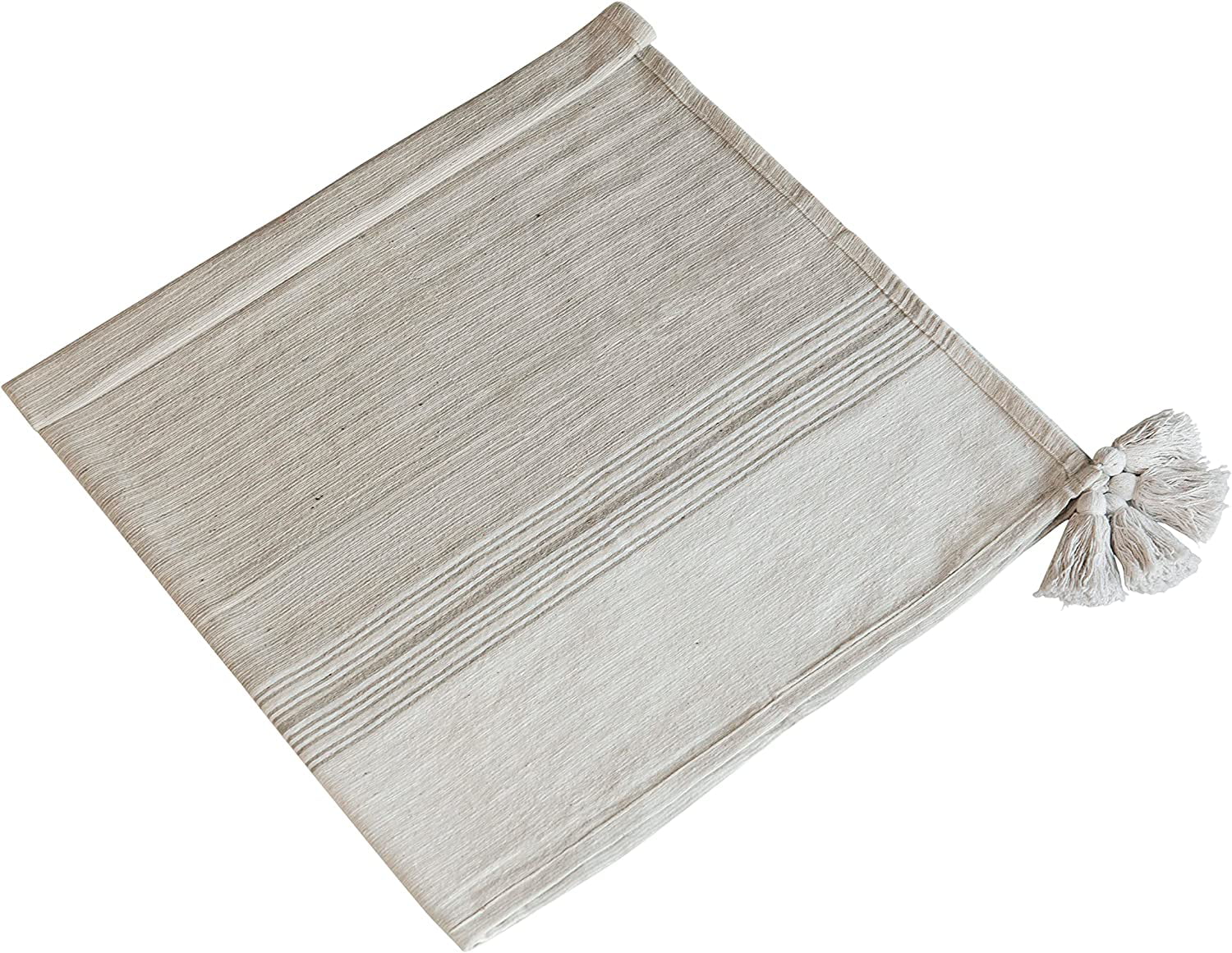 A&B Home Throw Blanket - Beige and White Stripe Woven Cotton Blend Blanket, 50