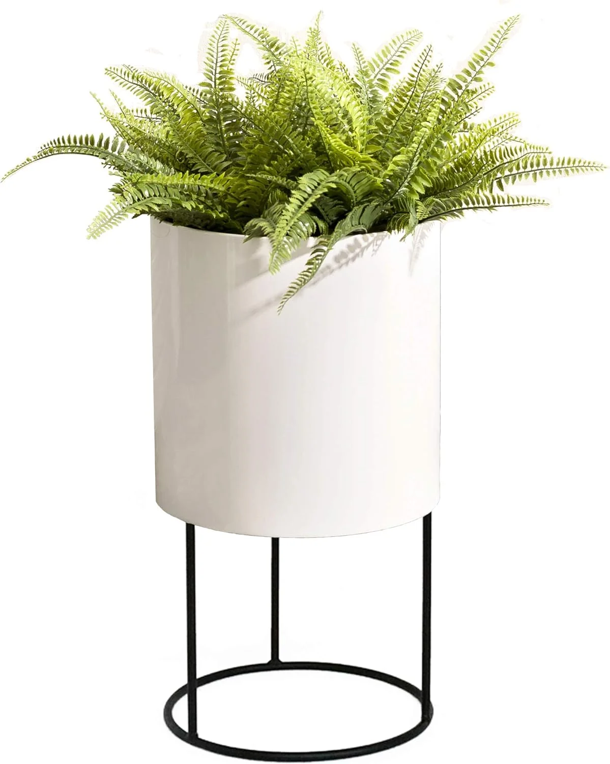 Stainless Steel Metal Planter With Stand - Modern Round Indoor Outdoor 12