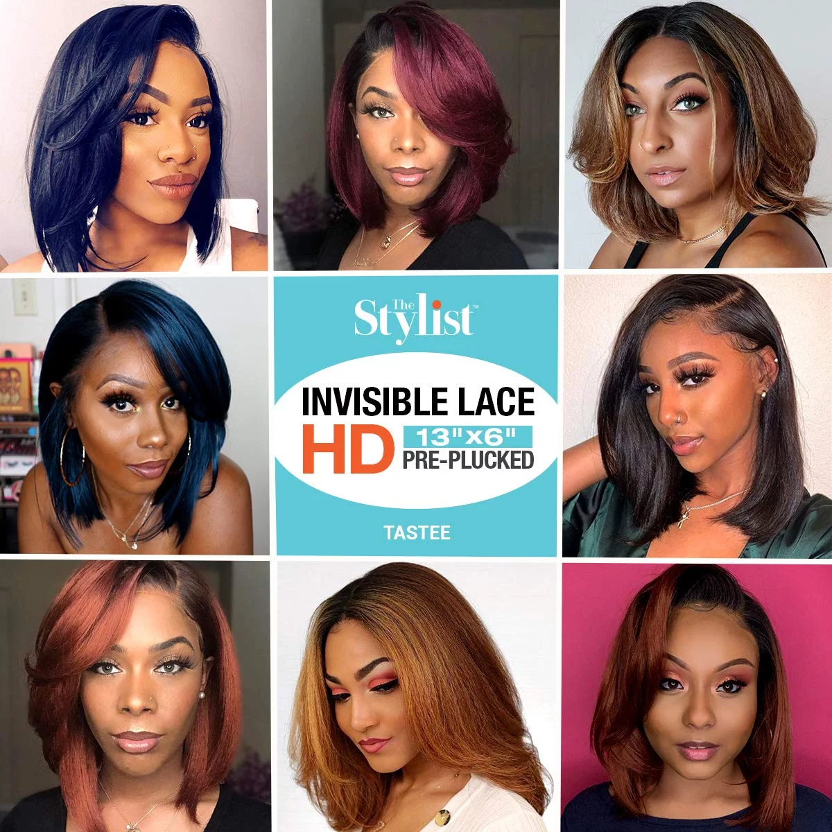 LACE Front Wig 13X6 Glueless Transparent Lace Frontal Bob Wigs Human Hair Blend Pre Plucked Lace Heat Friendly Synthetic Wig - Sheree (12 Inch (Brown Lace), MOP1B/BLONDE)