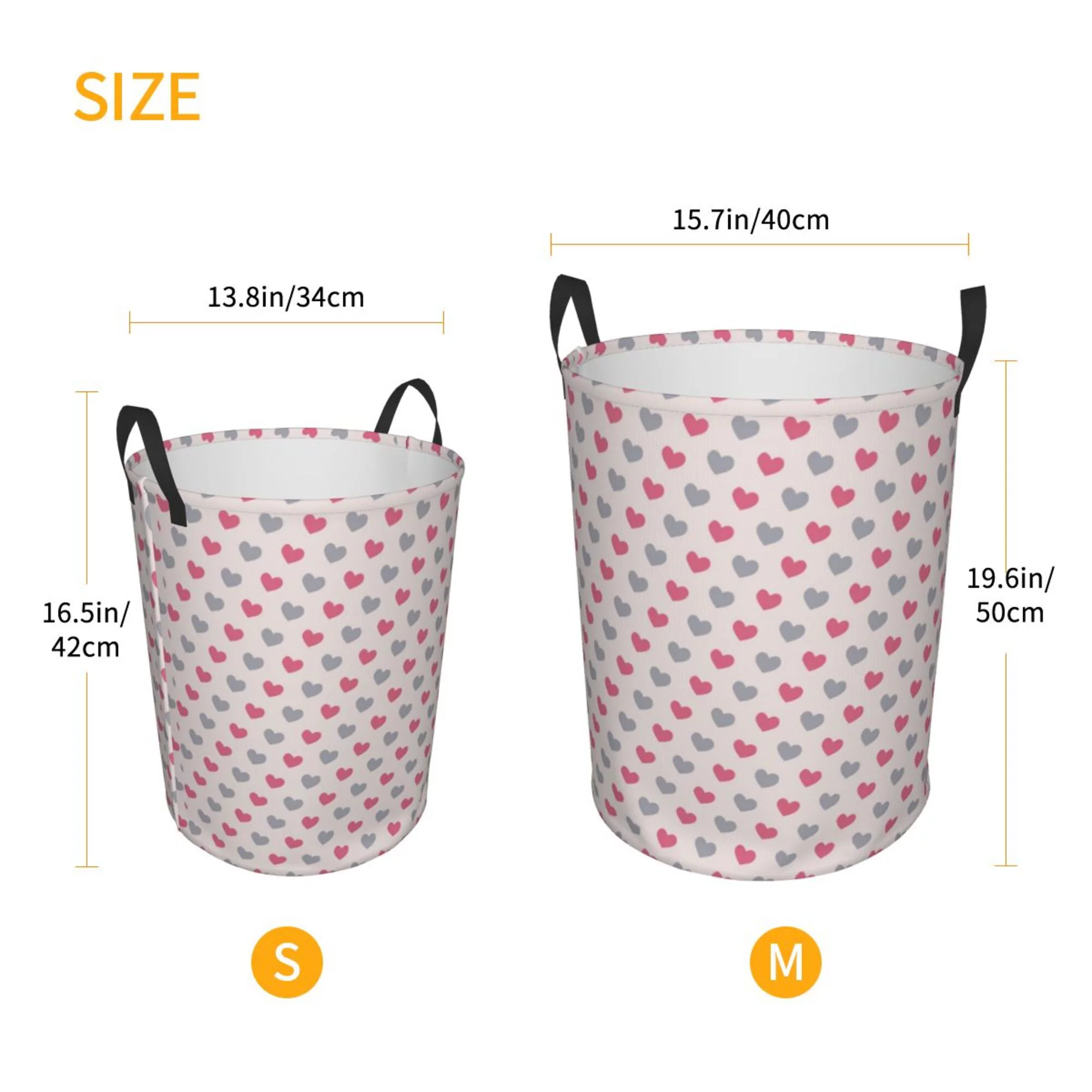 ZICANCN Rose Heart Pink Laundry Basket Organizer , Dirty Clothes Hamper for Bathroom Kids Girls Boys Laundry Hamper Small