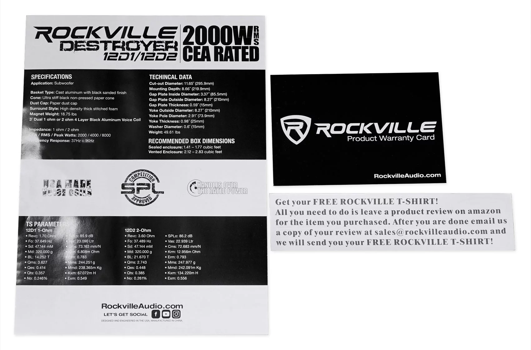 (2) Rockville Destroyer 12D1 12