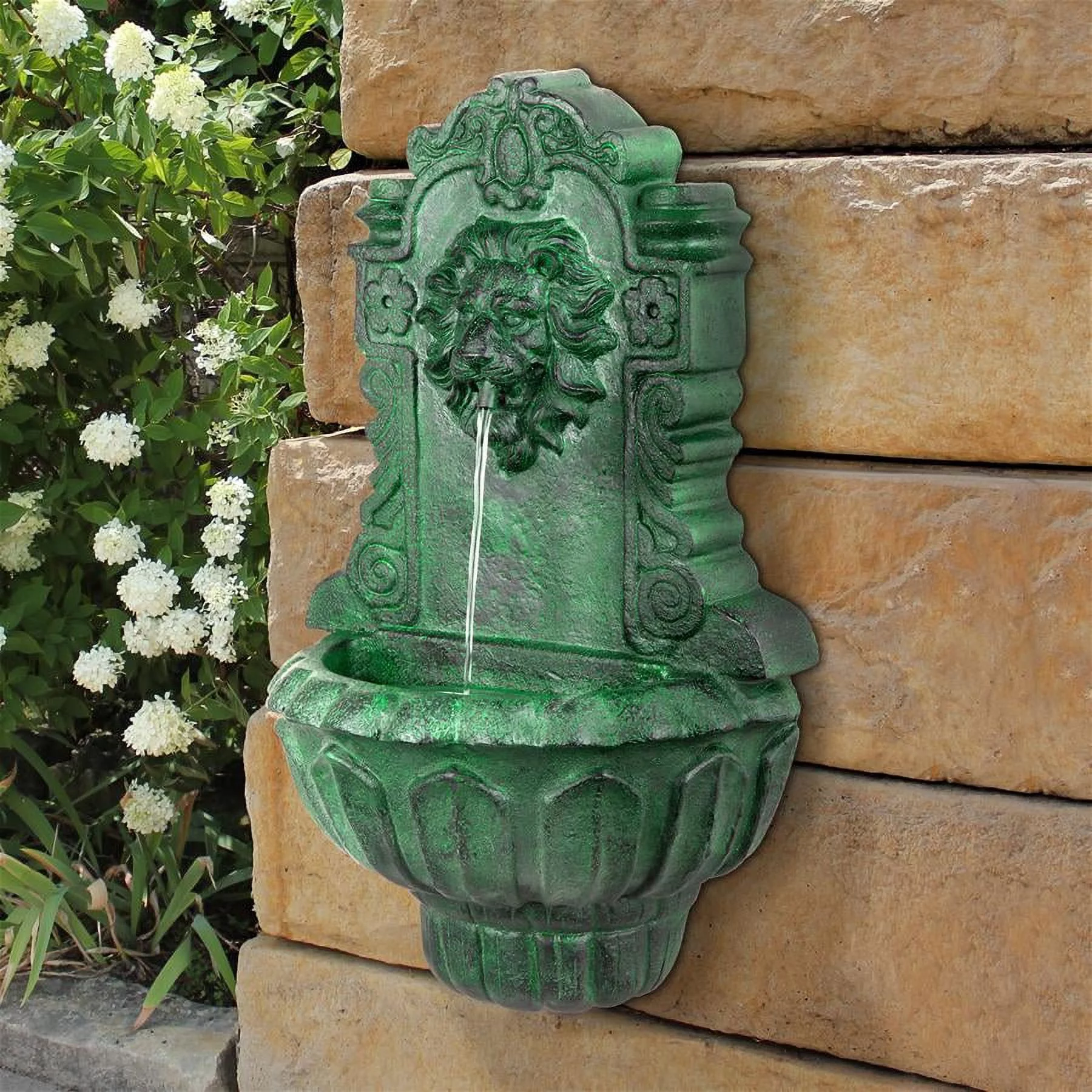Design Toscano Casa Del Lago Lion Head Wall Niche Sculptural Fountain