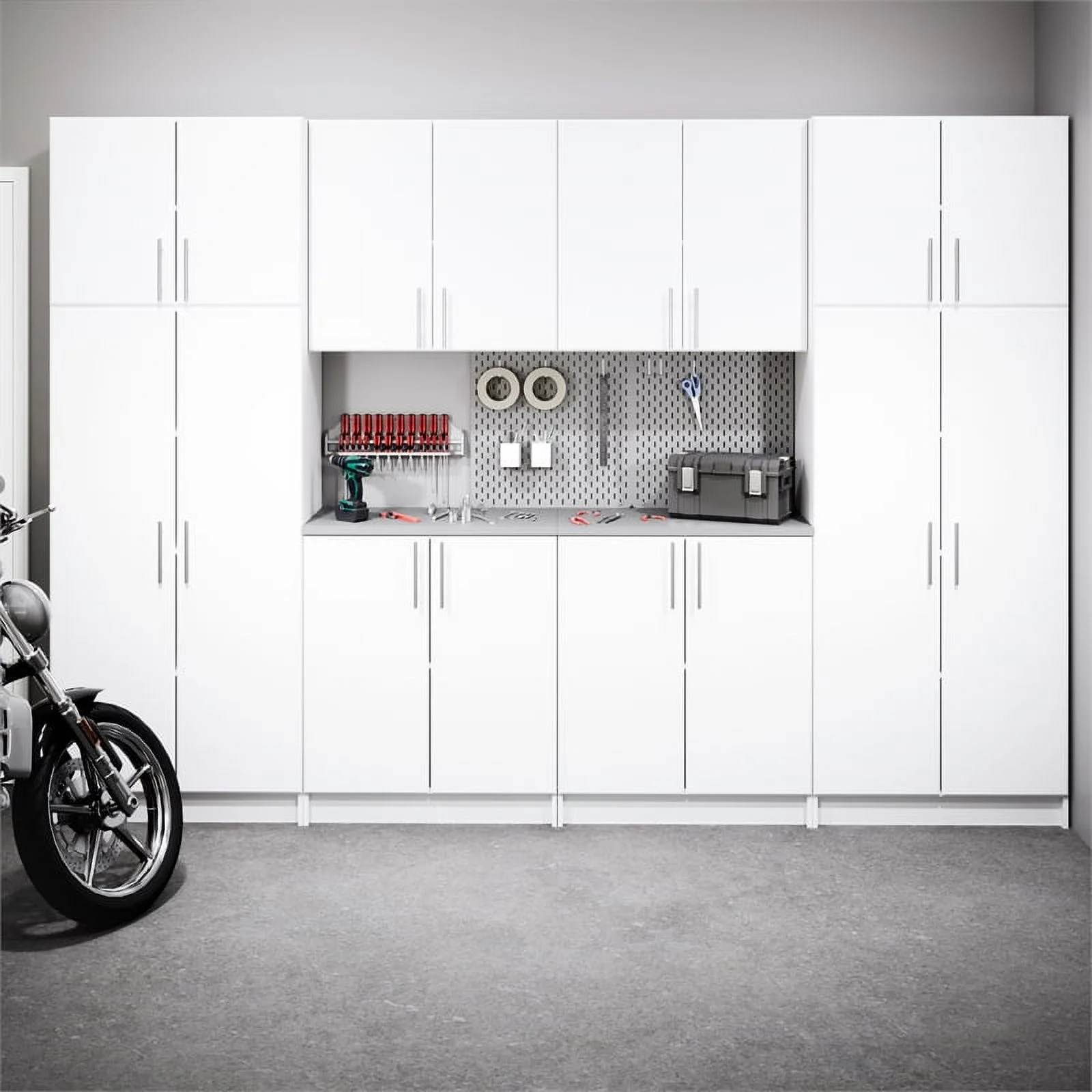 Pemberly Row White Engineered Wood Base Cabinet with Melamine Countertop