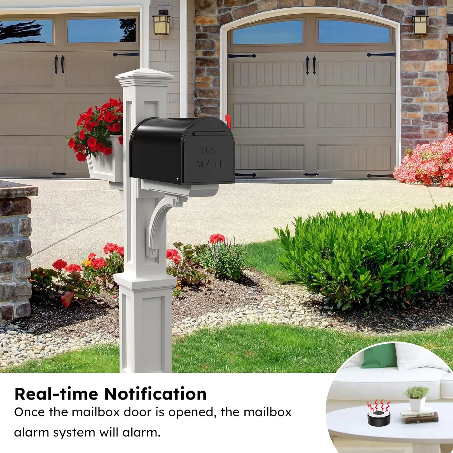 Wireless Alarm System, Mailbox Alarm Wireless Long Range, Instant Alert with 120db Alert Only for Flip-Top Mailboxes
