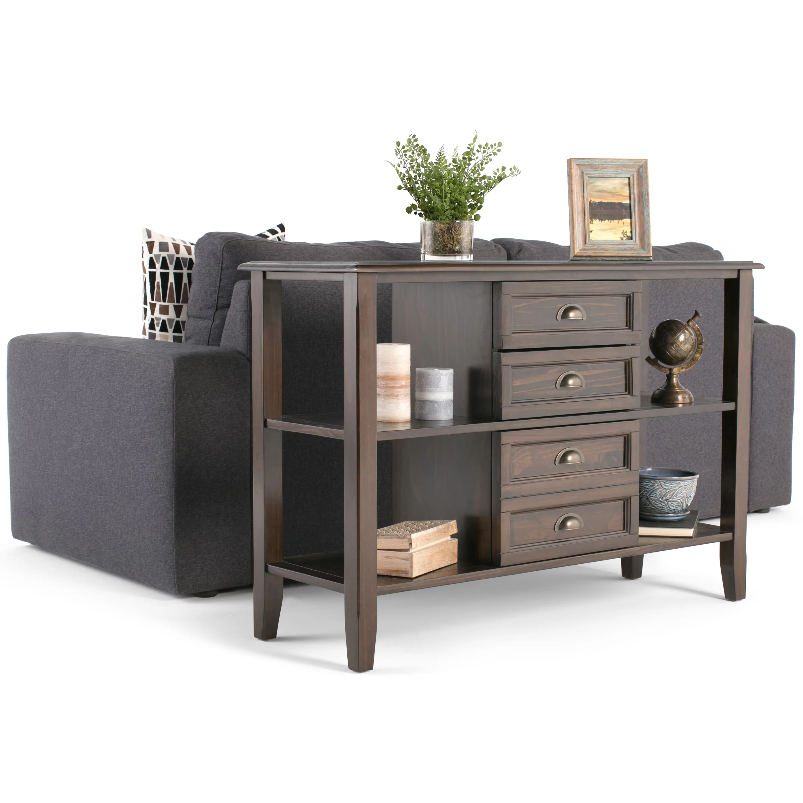 Burlington SOLID WOOD 44 inch Wide Transitional Console Sofa Table in Mahogany Brown