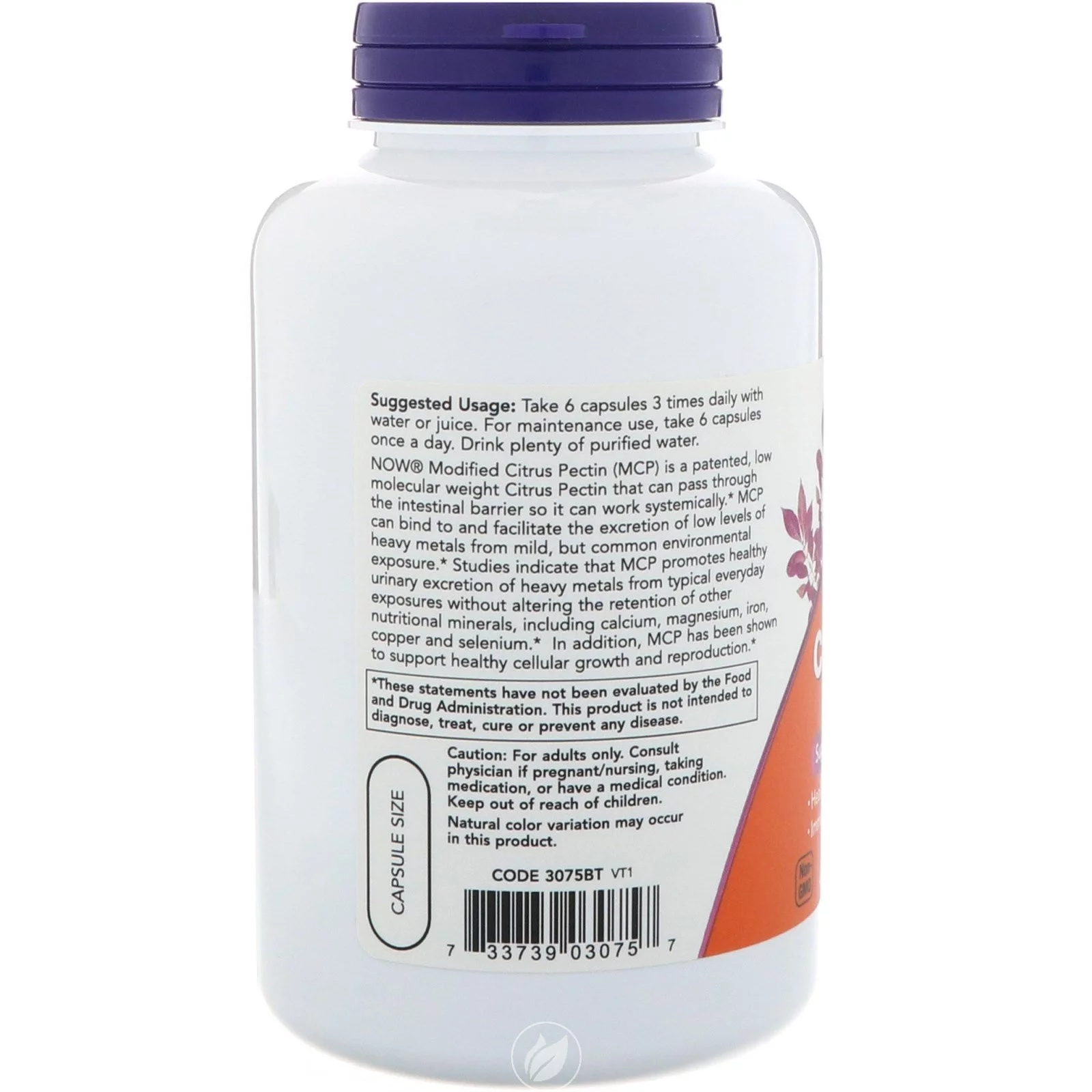 (2 Pack) Now Foods Modified Citrus Pectin 800 Mg. 180 Vegetarian Capsules