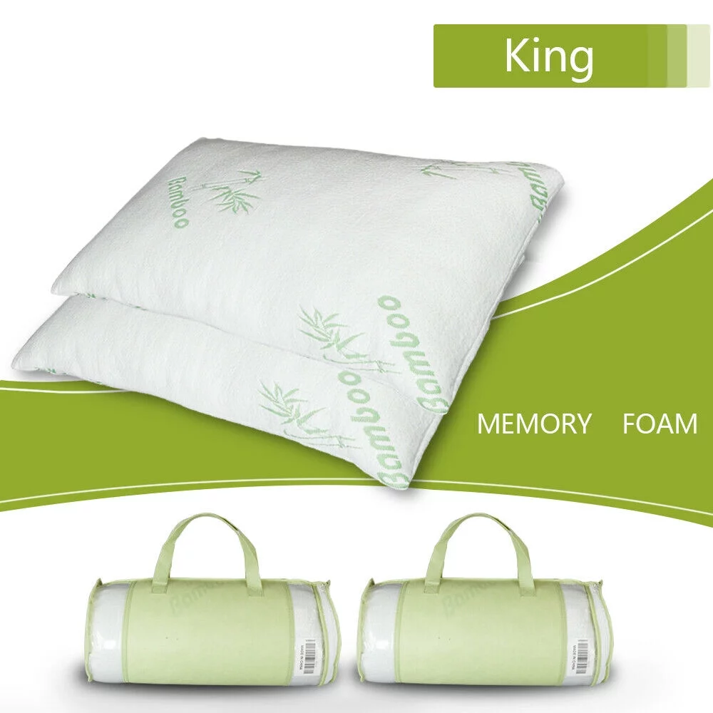 2 PCS Cooling Shredded Memory Foam Pillow Bamboo Ultra Luxury Cover King Size