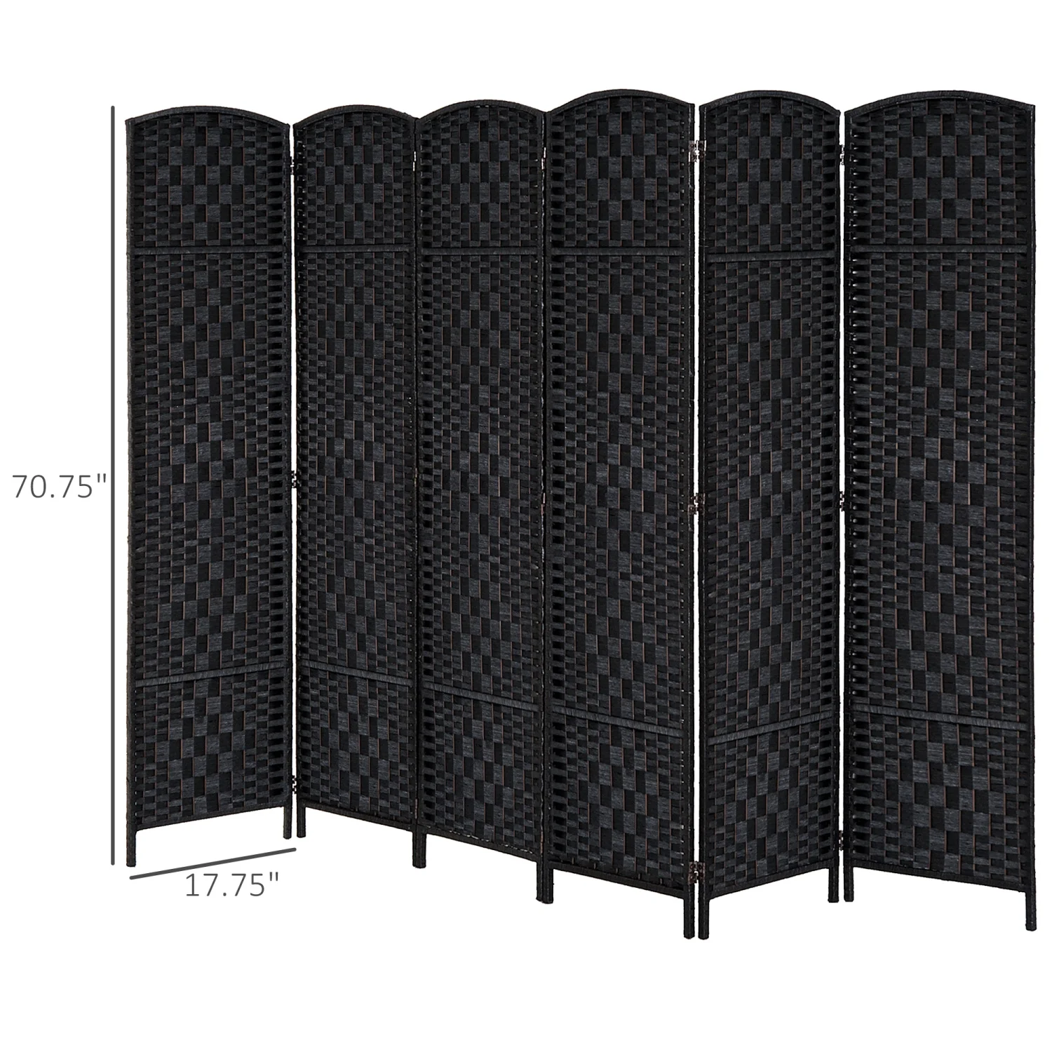 ZJbiubiuHome 6‘ Tall Wicker Weave 6 Panel Room Divider Privacy Screen - Black