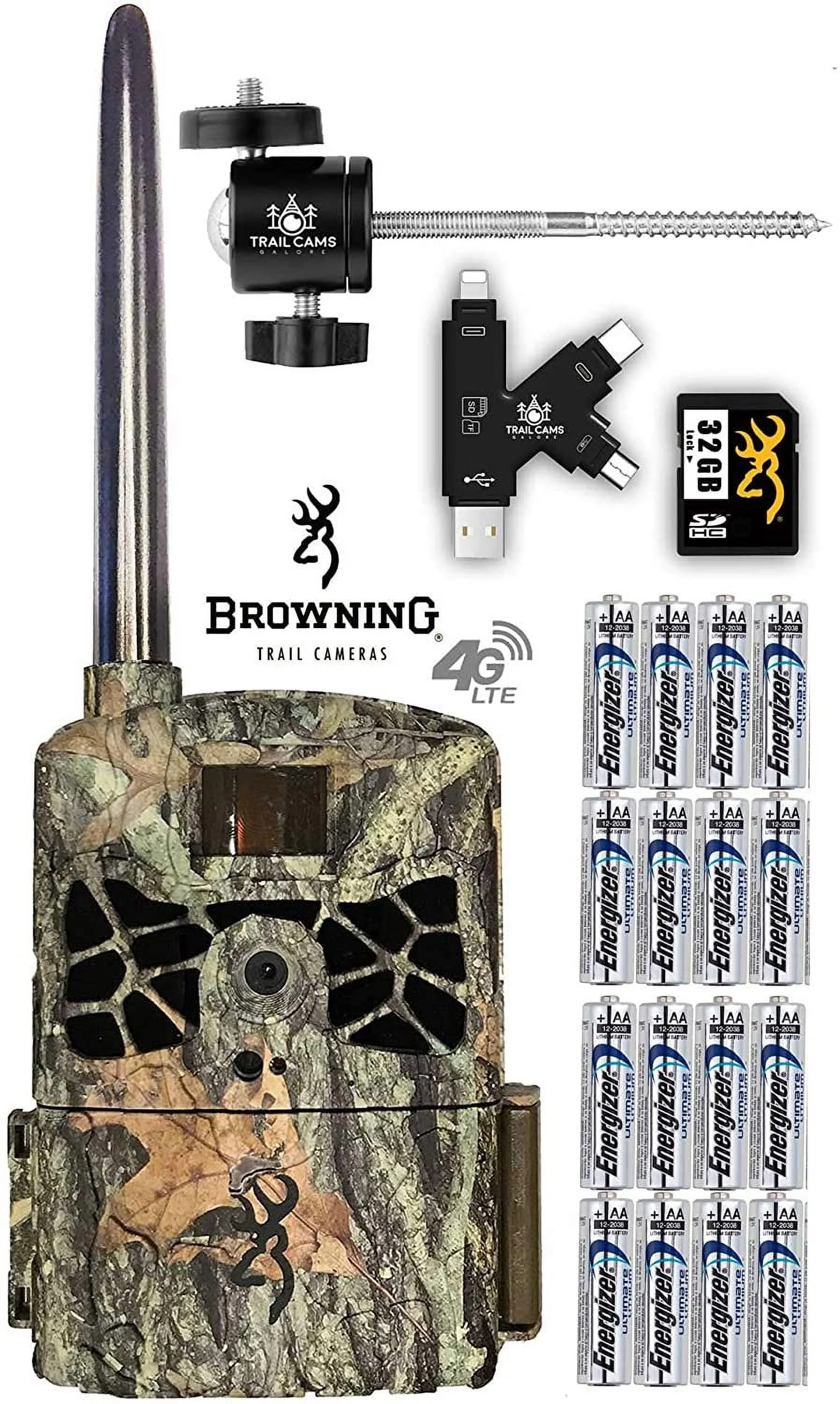 Browning Defender 4G LTE Cellular Trail Game Camera 20MP with Batteries, SD Card, Card Reader, and Mount Verizon