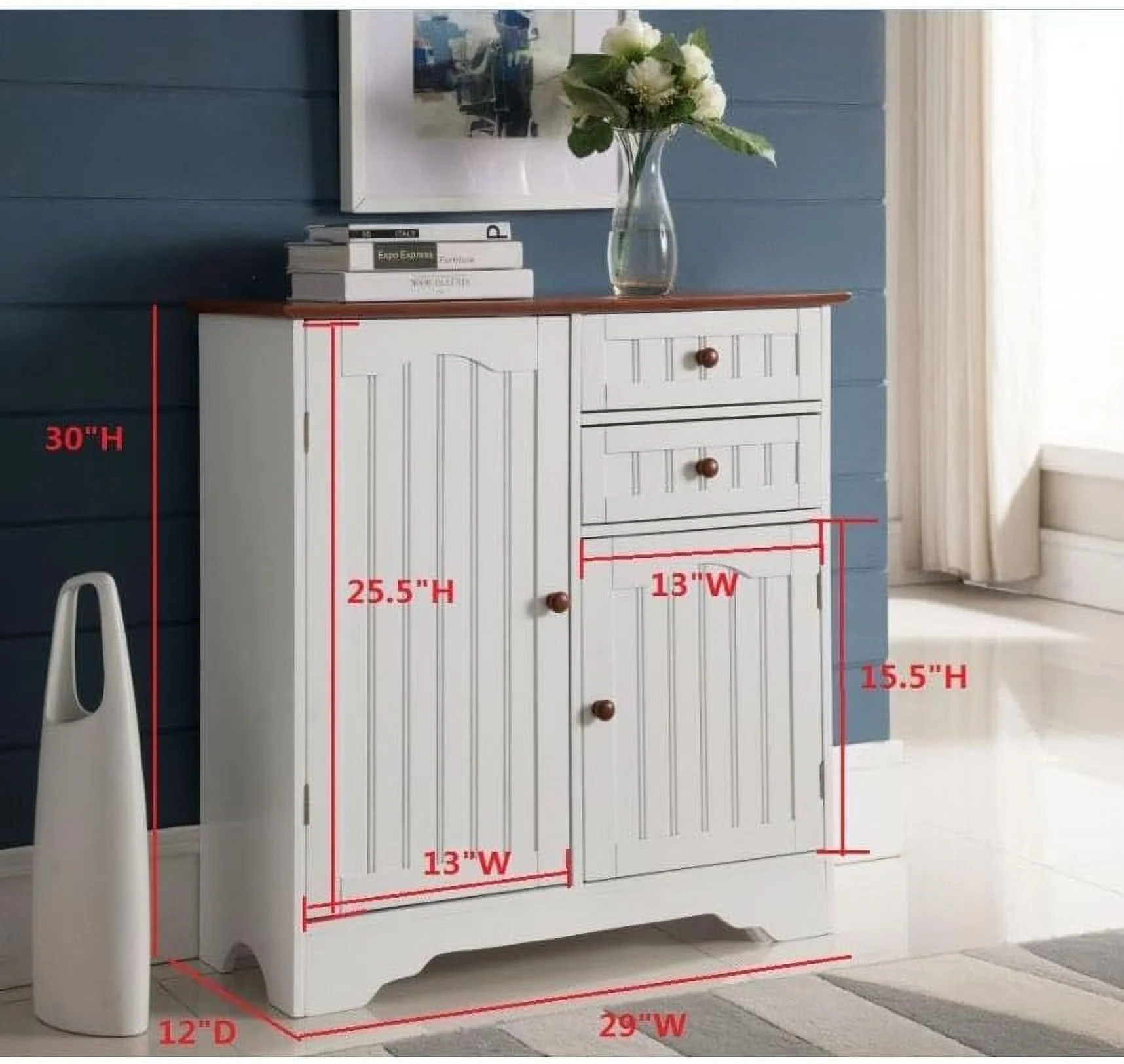 TJUNBOLIFE K and B  Co Inc White Wood Kitchen  Cabinet