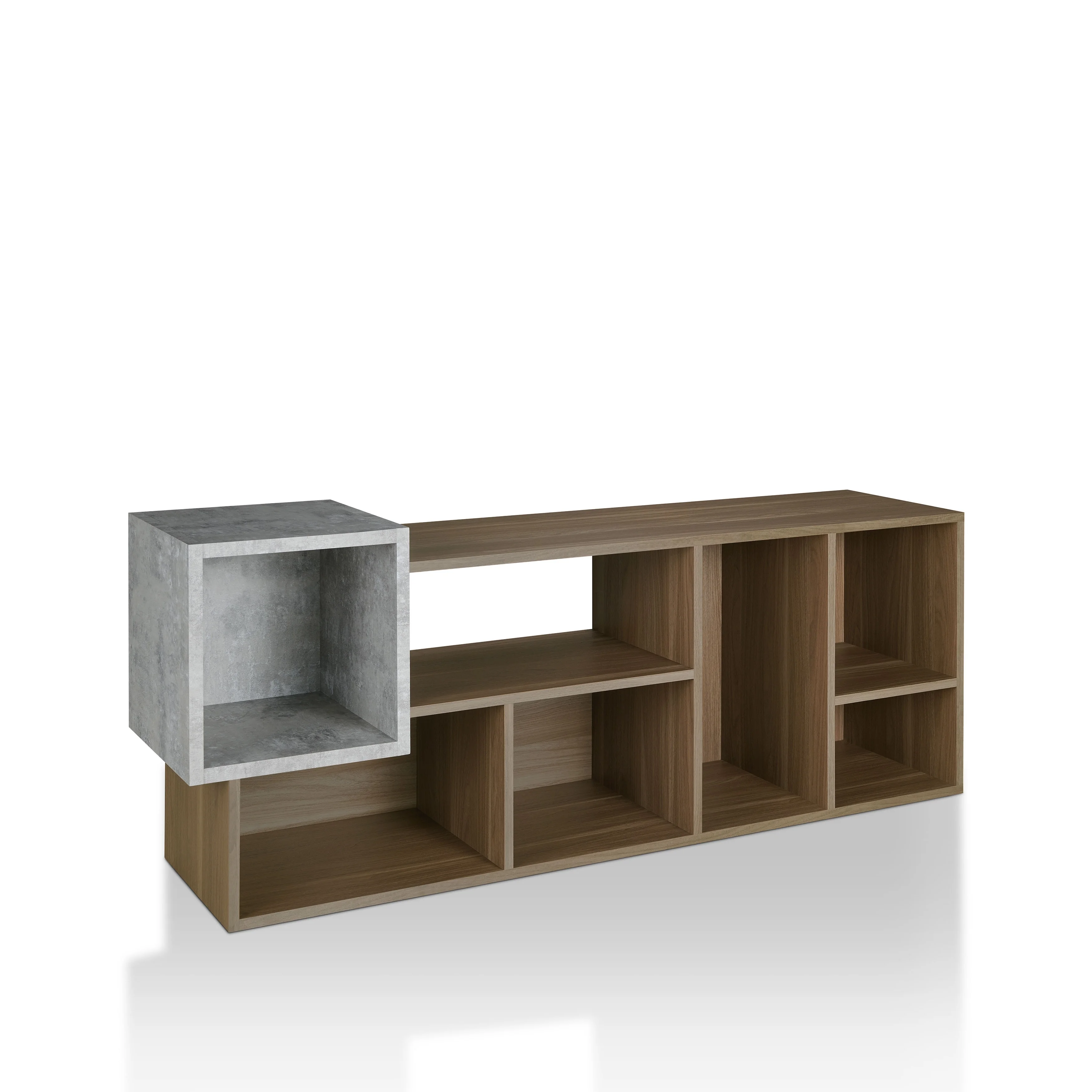 Denhour DH BASIC Industrial Walnut Two-tone 7-Shelf Bookcase by