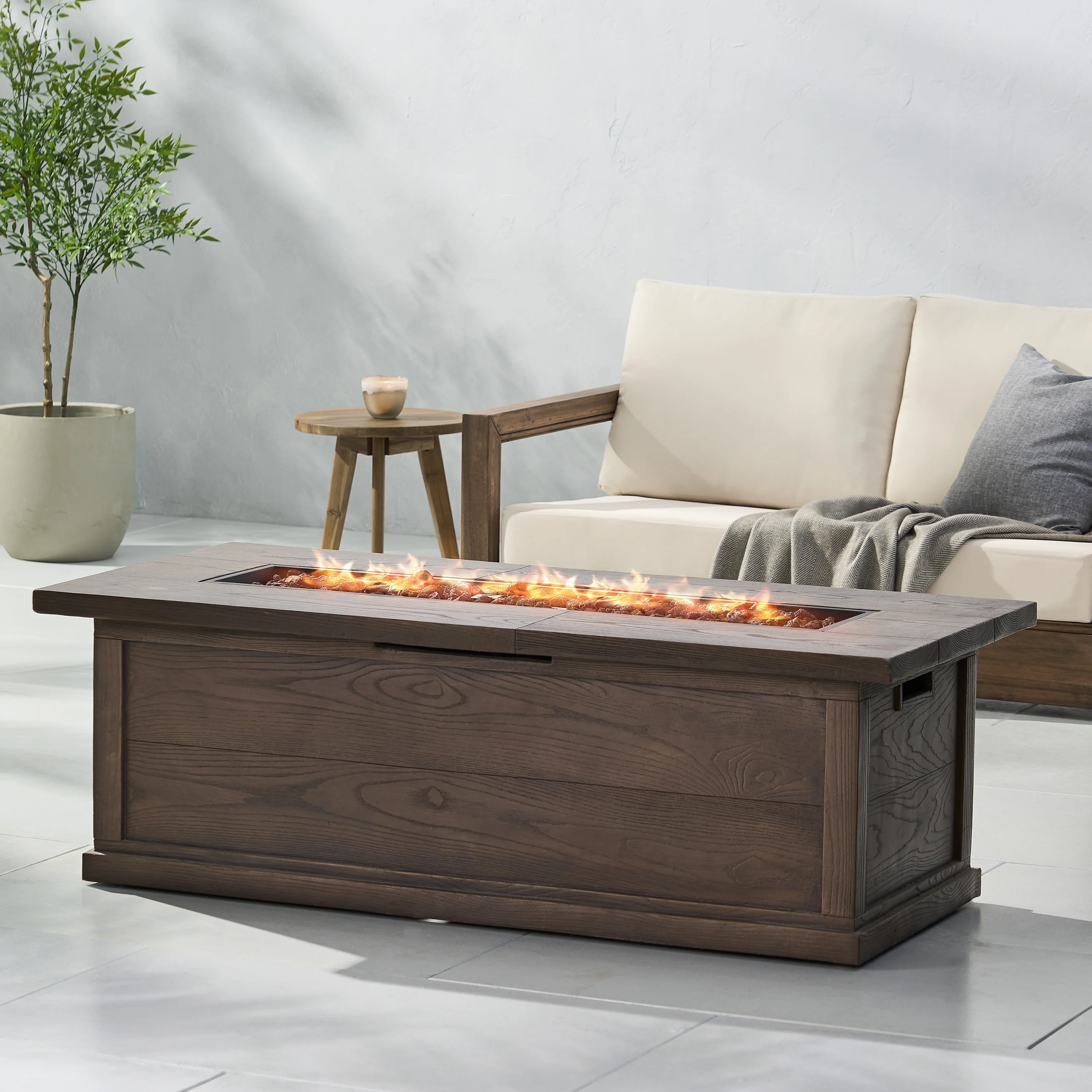 Christopher Knight Home Anchorage Outdoor 50,000 BTU Lightweight Concrete Rectangular Fire Pit (No Tank Holder) by  Brown