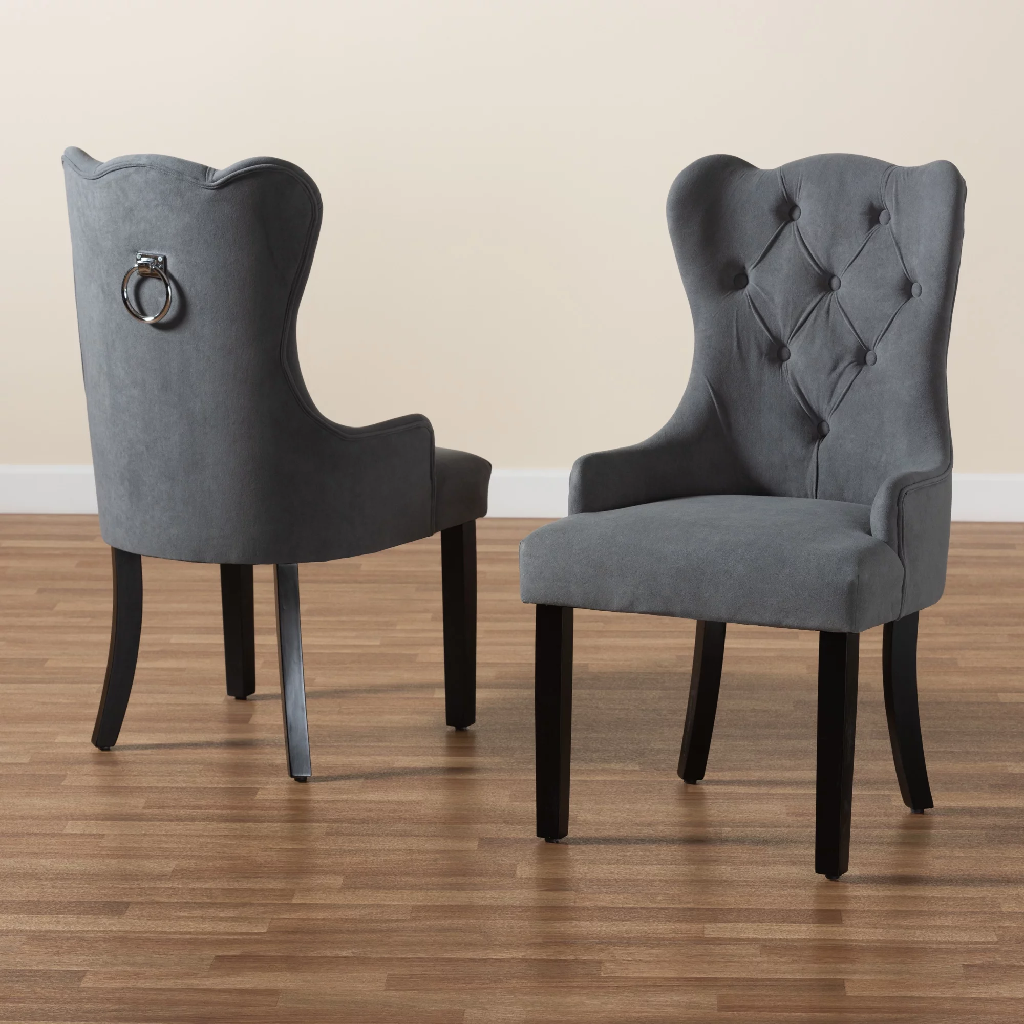 Baxton Studio Fabre Dining Chair, Set of 2, Grey