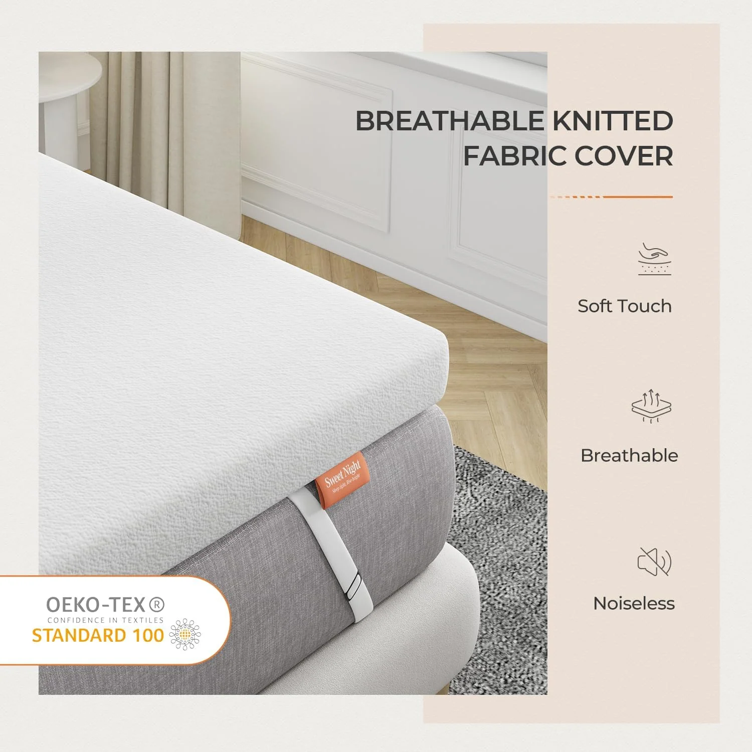 YANRUI 4 Inch King Mattress Topper, High Density Memory Foam Mattress Topper for Enhanced Support & Pressure Relief, Medium Firm Mattress Topper with Non-Slip Design