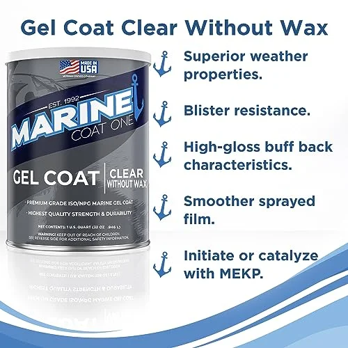 MarineCoat One Premium Marine Gelcoat (Clear without Wax, Quart)