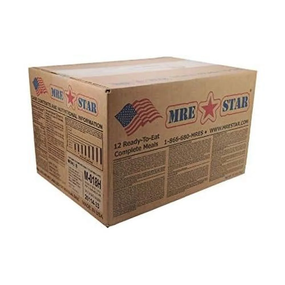 MRE STAR Survival Meal Box – Emergency Meals Ready To Eat With Accessories And FRH – Compact And Lightweight Packaging – Extended Shelf Life – 12 Pcs Individual Fully-Cooked Meals