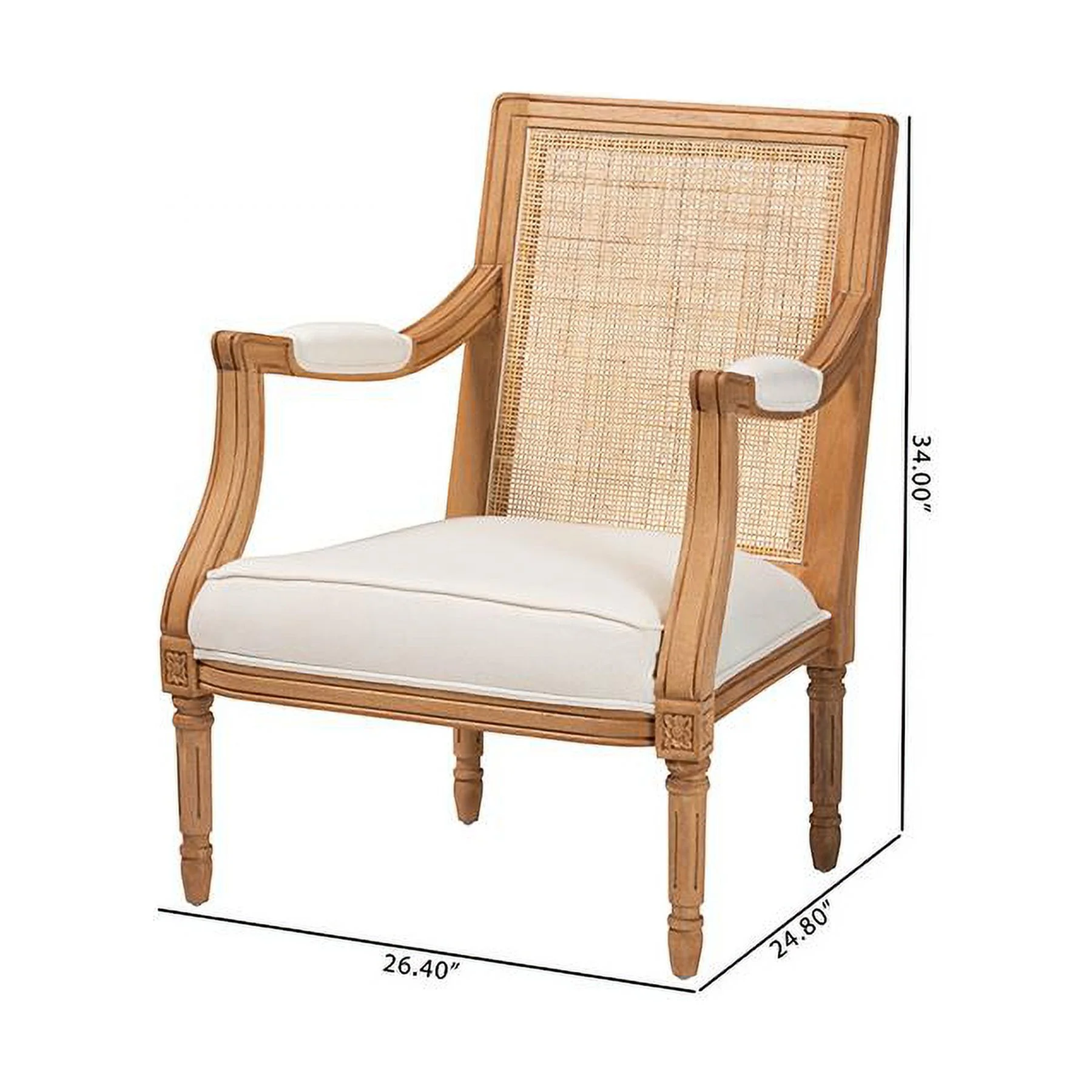 bali & pari Garridan Traditional French Beige Fabric and Honey Oak Finished Wood Accent Chair