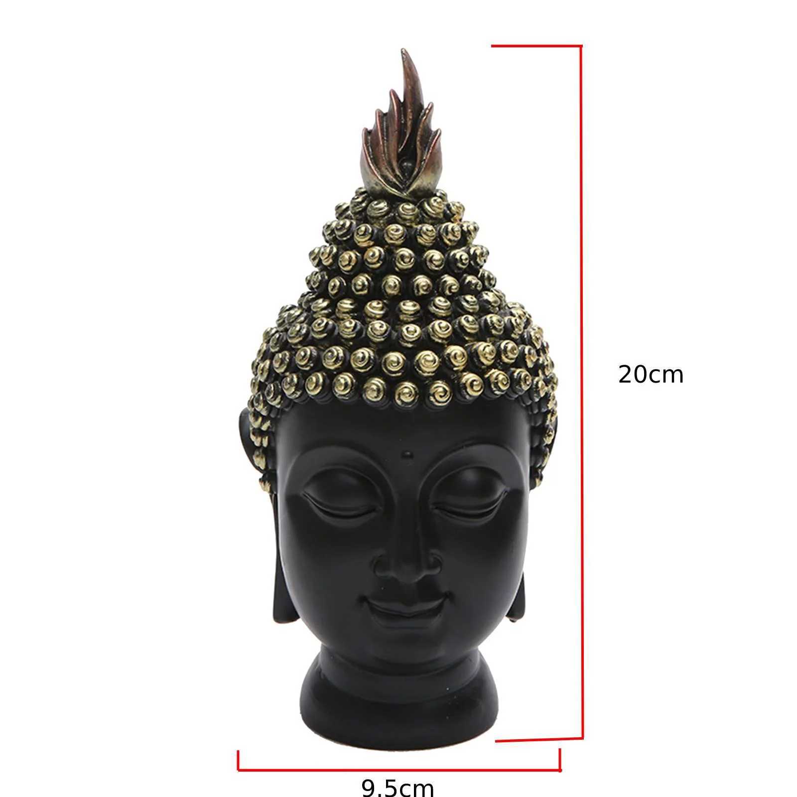 Vintage Resin Buddha Head Figurine, Hand Carved Home Decorative Ornament Buddha Head Statue Sculpture 9.5x9.5x20cm