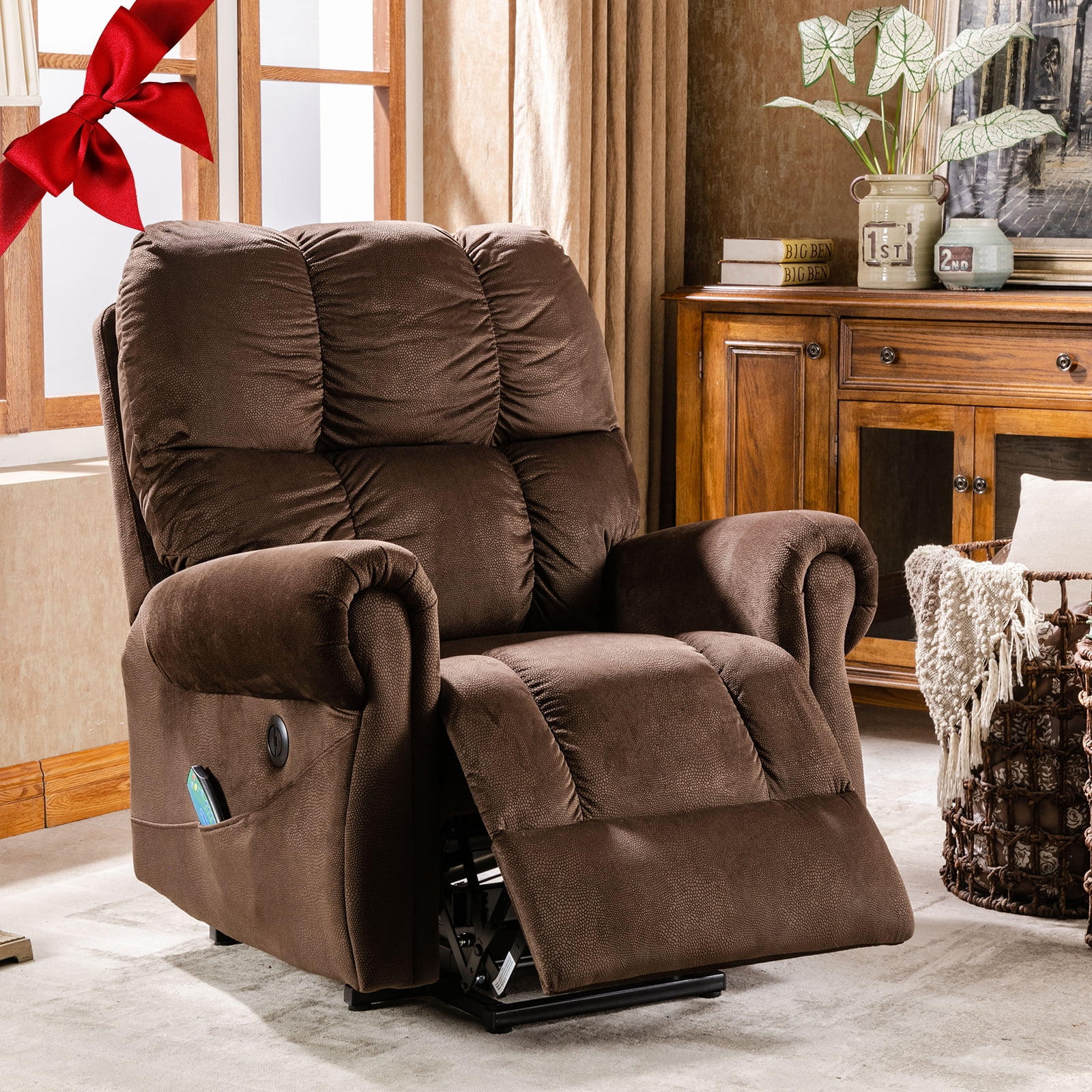 LOAOL Electric Lift Recliner with Heat Therapy And Massage,Velvet Finish, 38