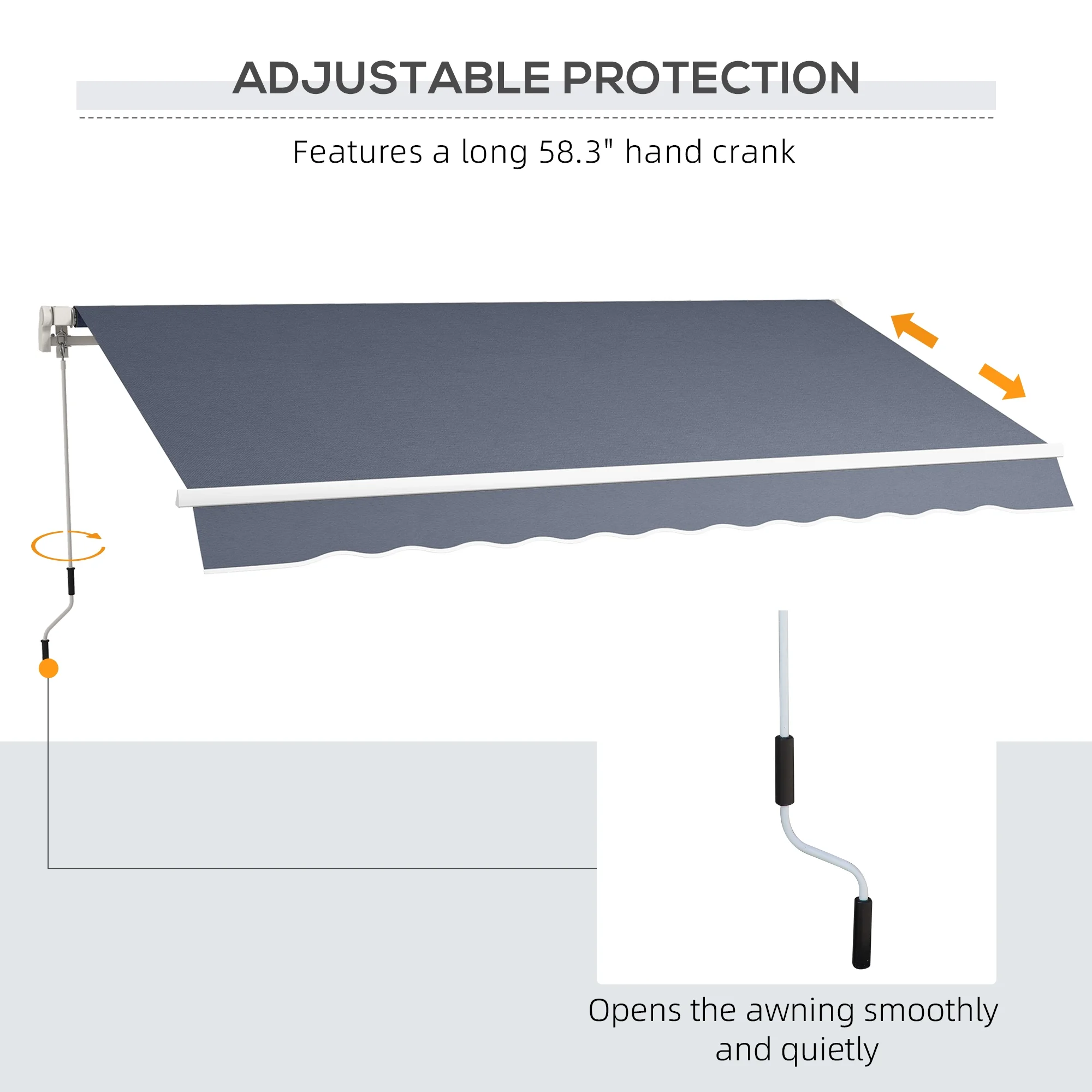 Outsunny 12' x 8' Retractable Awning, Patio Awning Sun Shade Shelter, Gray