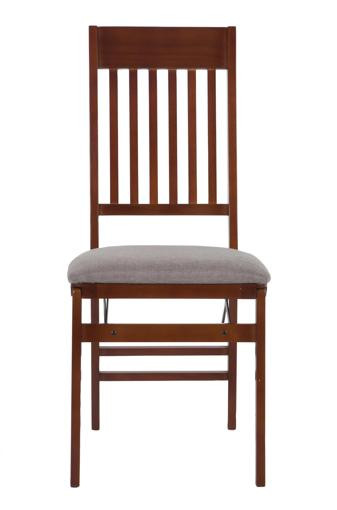 Queer Eye Oliver Mission Back Wood Folding Chair with Fabric Seat, Walnut Brown, 2-Pack