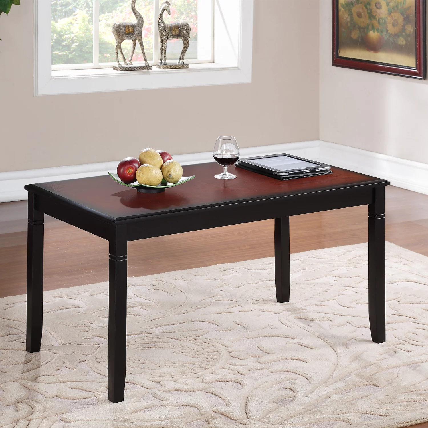 Linon Camden Coffee Table, Black Cherry Finish, 18 inch Height